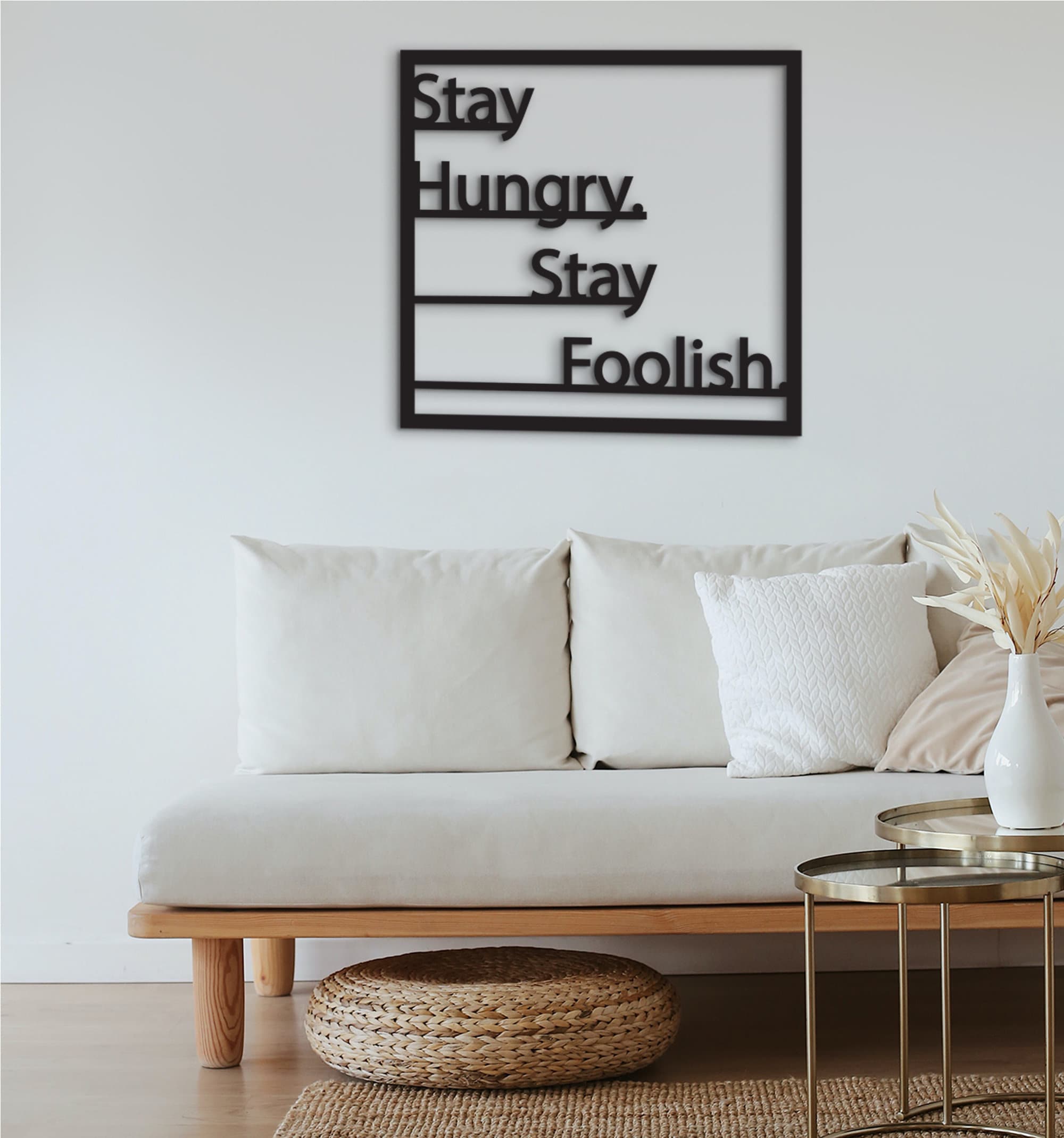 Stay Hungry Stay Foolish Wood Wall Decor: Motivational Office Art