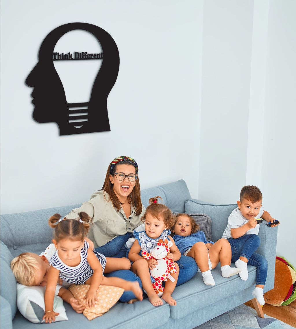 Think Different Wood Wall Decor: 3D Office Art Sculpture