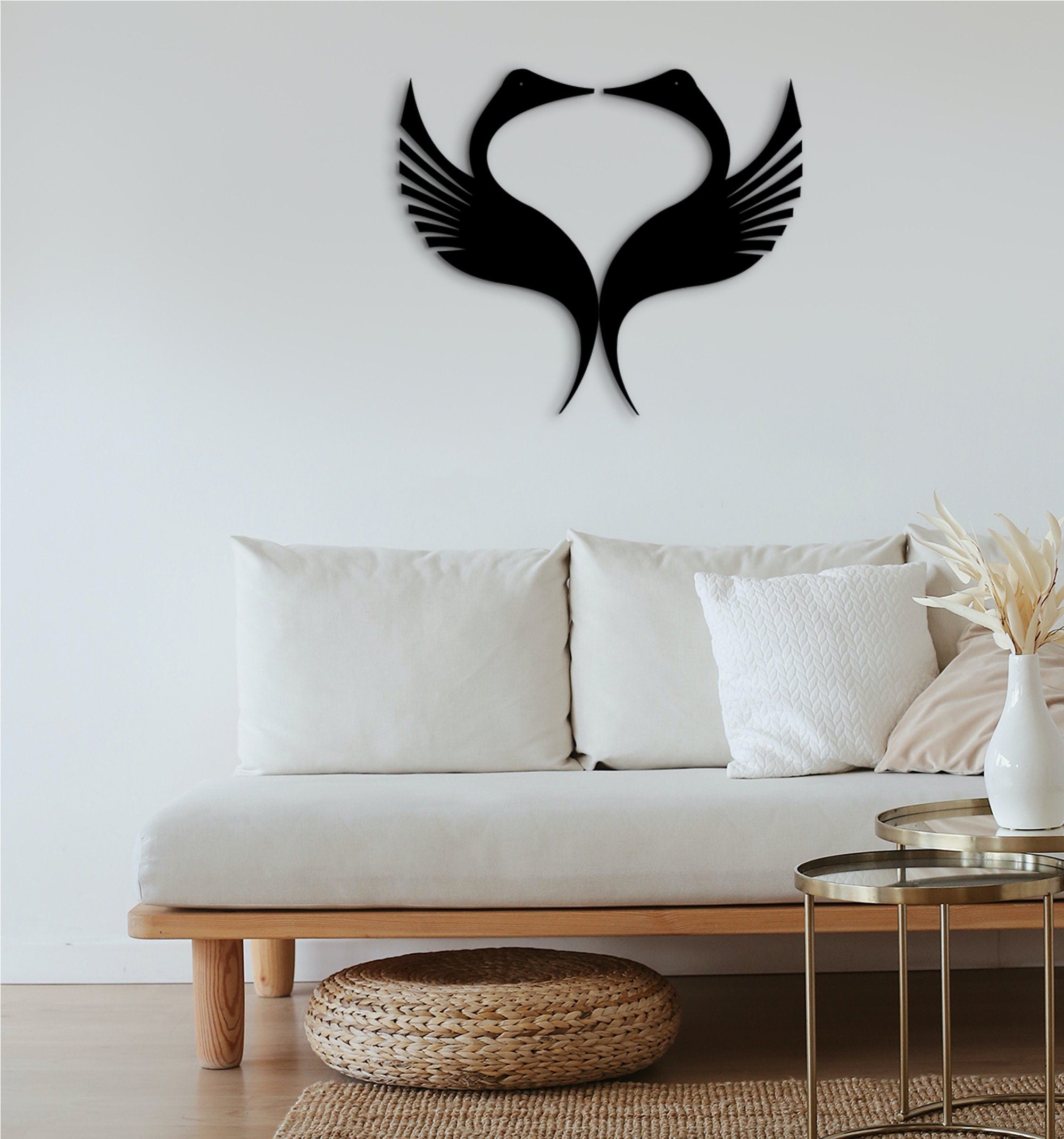Black Swan Wood Wall Art: Minimalist Home Decor