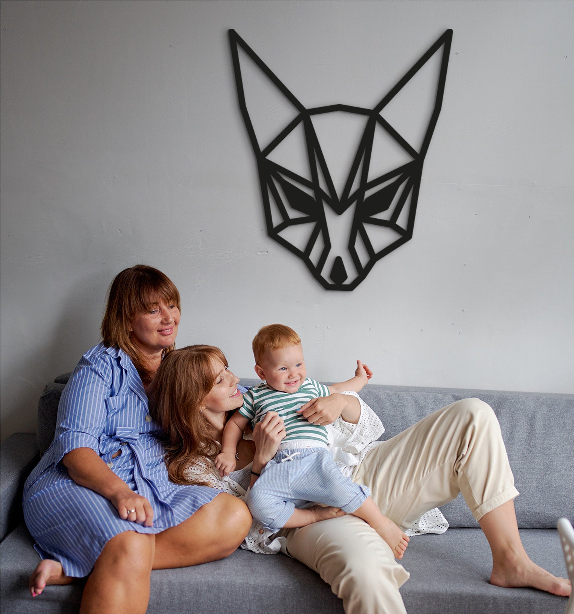 Geometric Fox Wood Wall Art: Laser Cut Decor