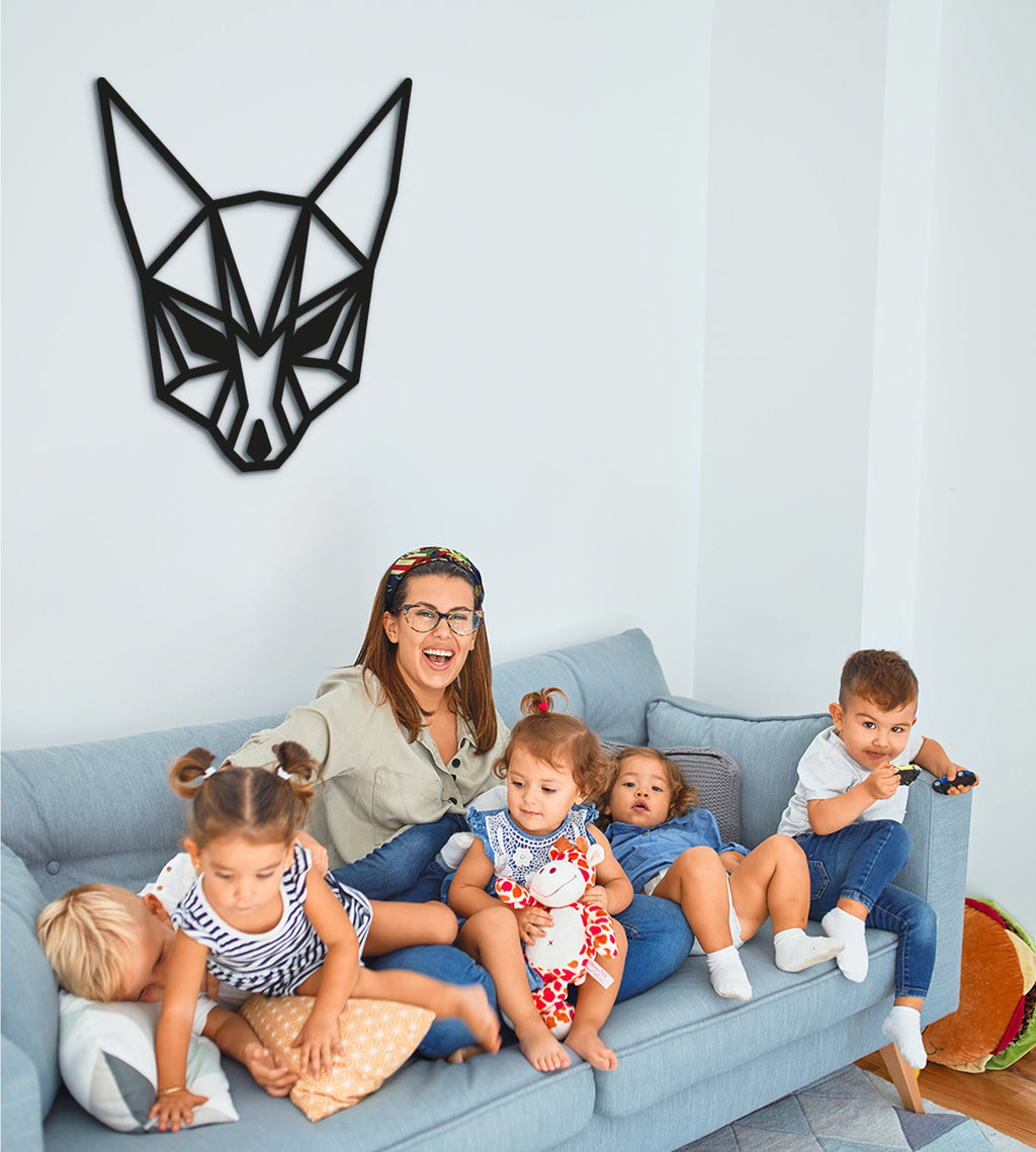 Geometric Fox Wood Wall Art: Laser Cut Decor