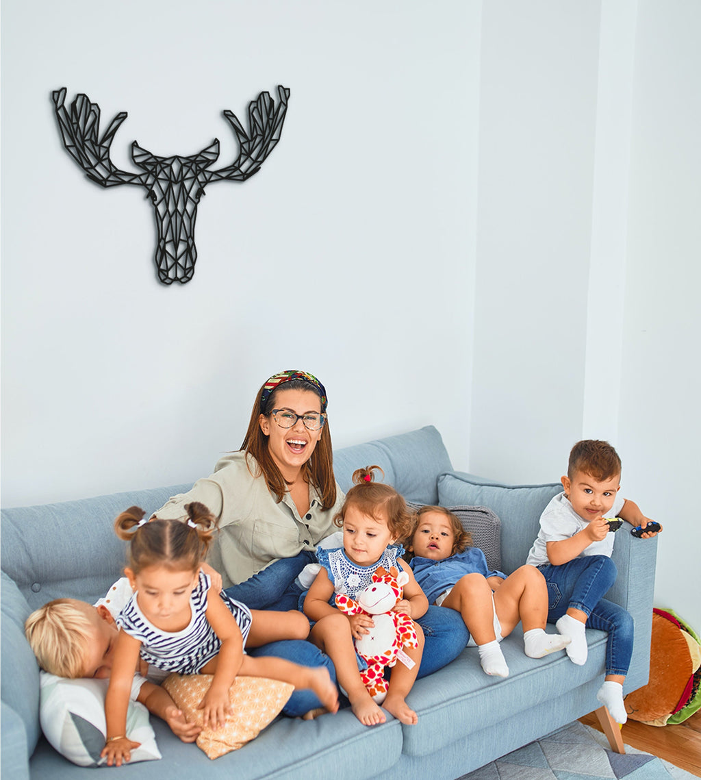 Geometric Moose Wood Wall Art: Woodland Decor