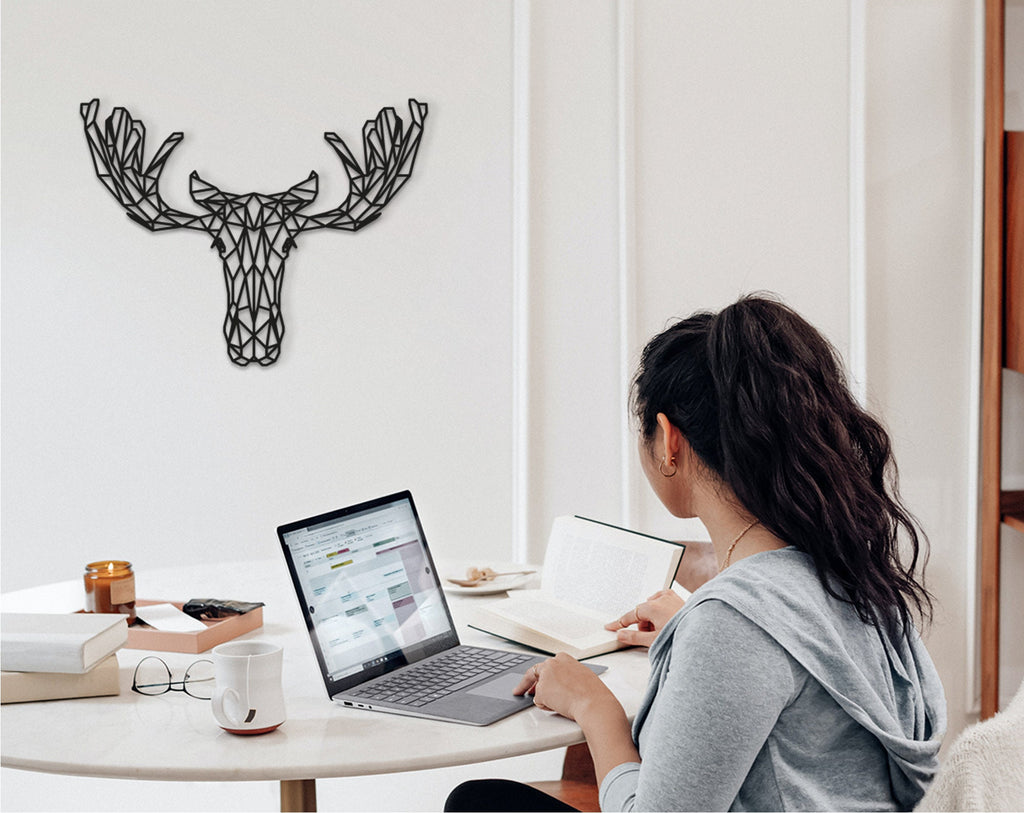 Geometric Moose Wood Wall Art: Woodland Decor