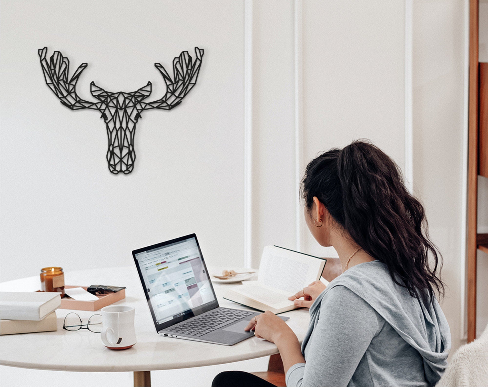 Geometric Moose Wood Wall Art: Woodland Decor