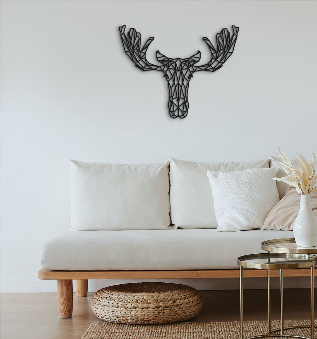 Geometric Moose Wood Wall Art: Woodland Decor