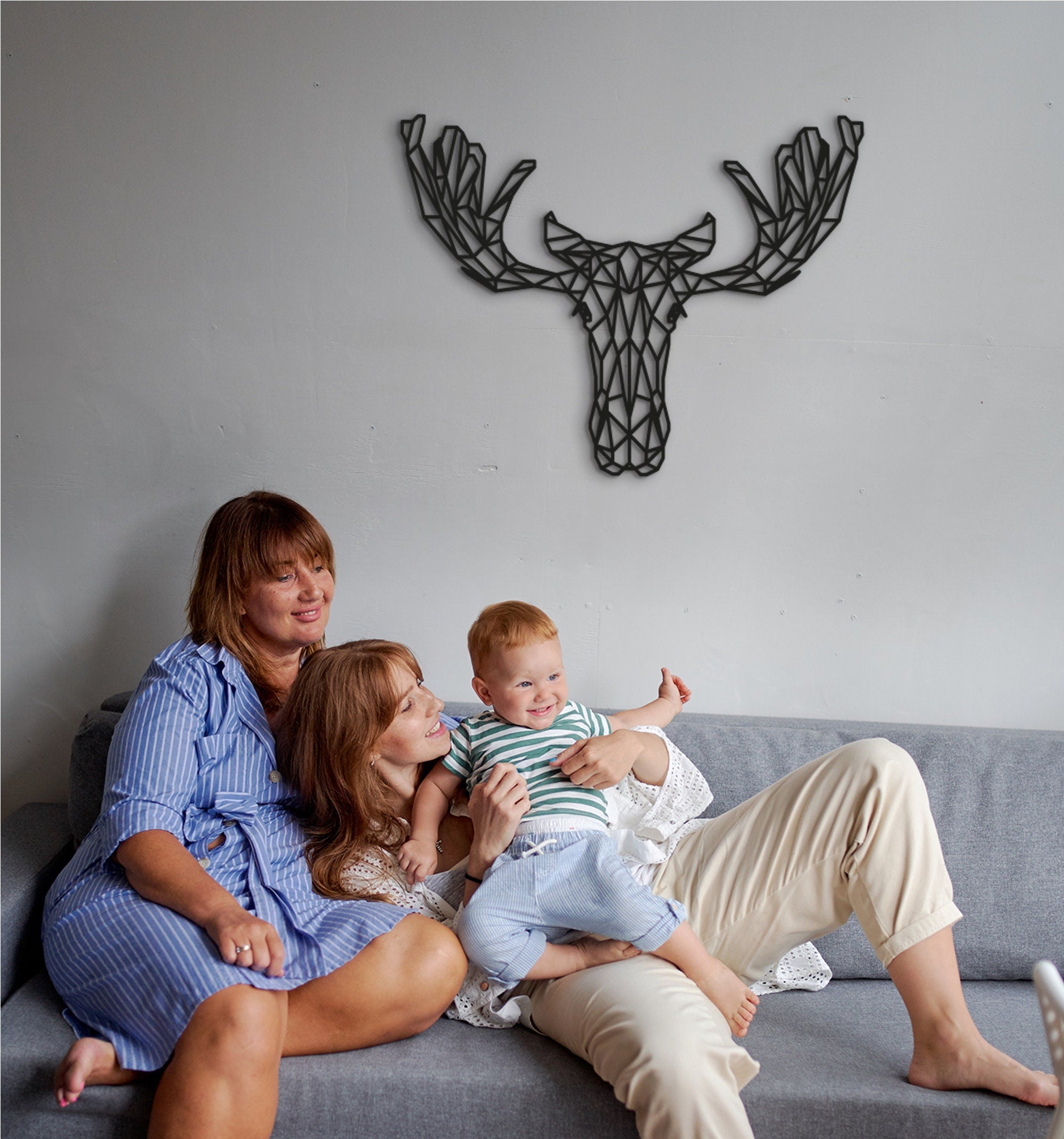 Geometric Moose Wood Wall Art: Woodland Decor