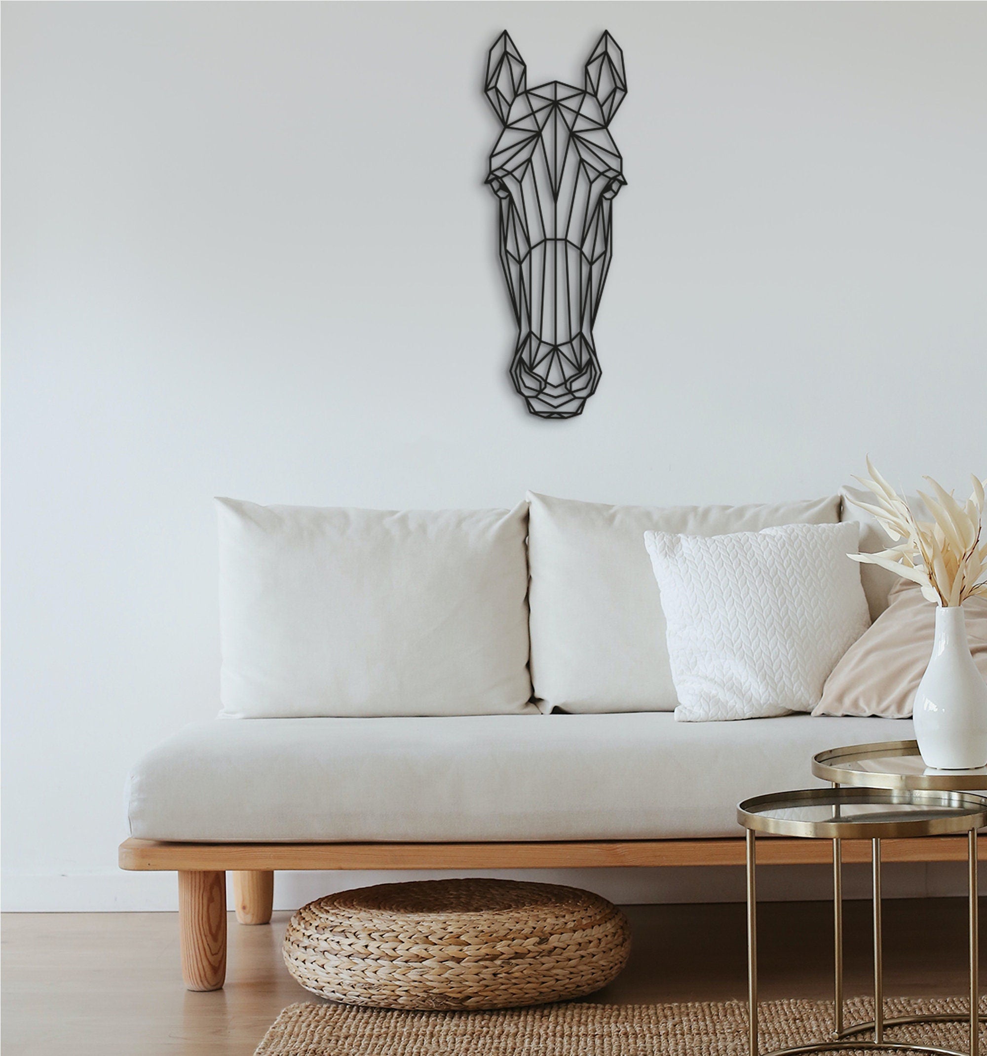Geometric Horse Head Wall Art: Wooden Cowboy Decor