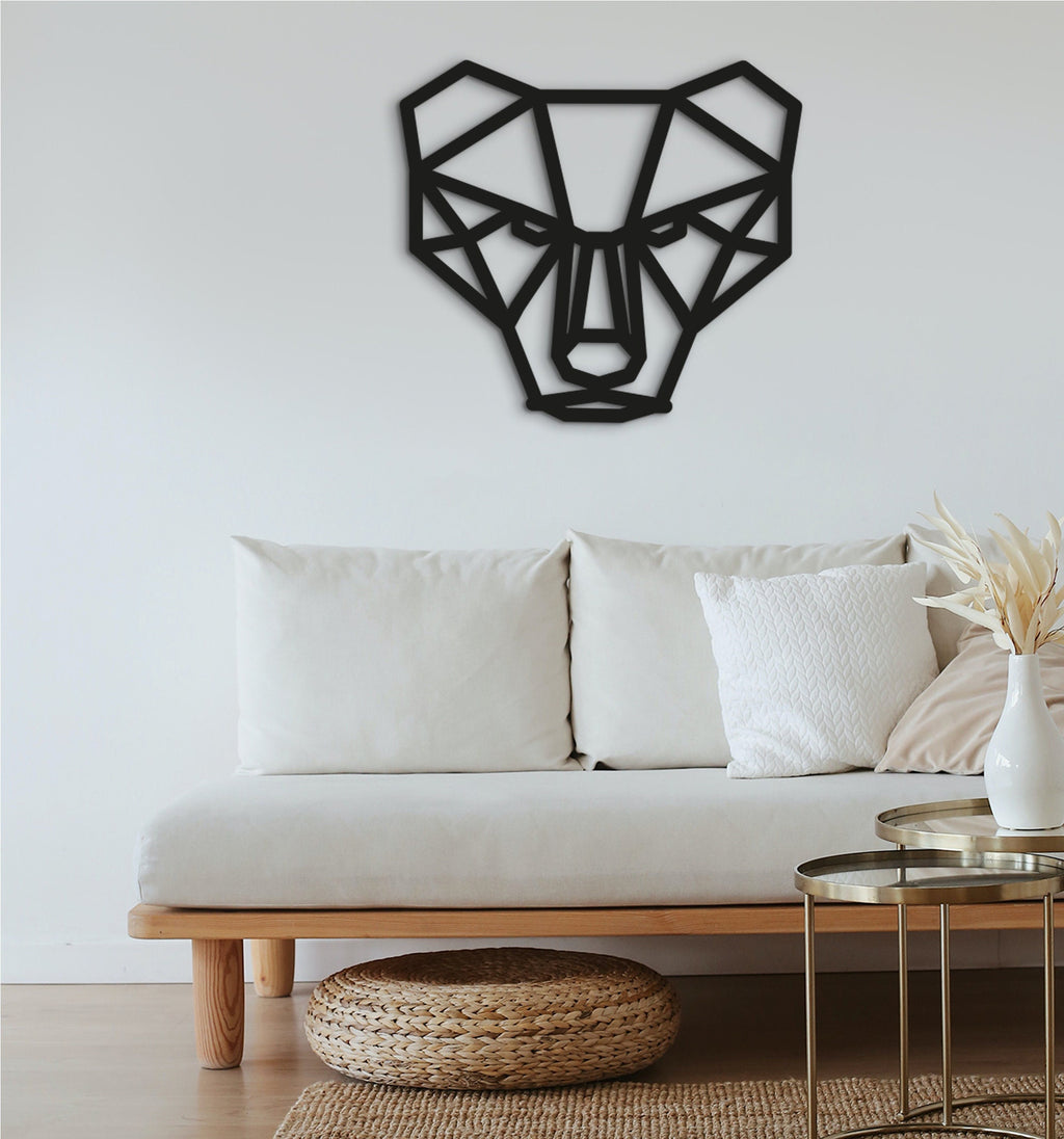 Geometric Bear Head: Wooden Wall Art, Nursery Decor