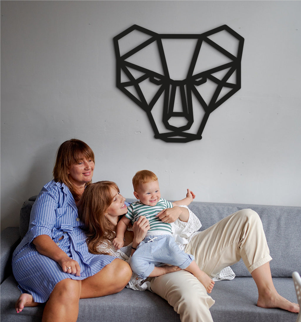 Geometric Bear Head: Wooden Wall Art, Nursery Decor