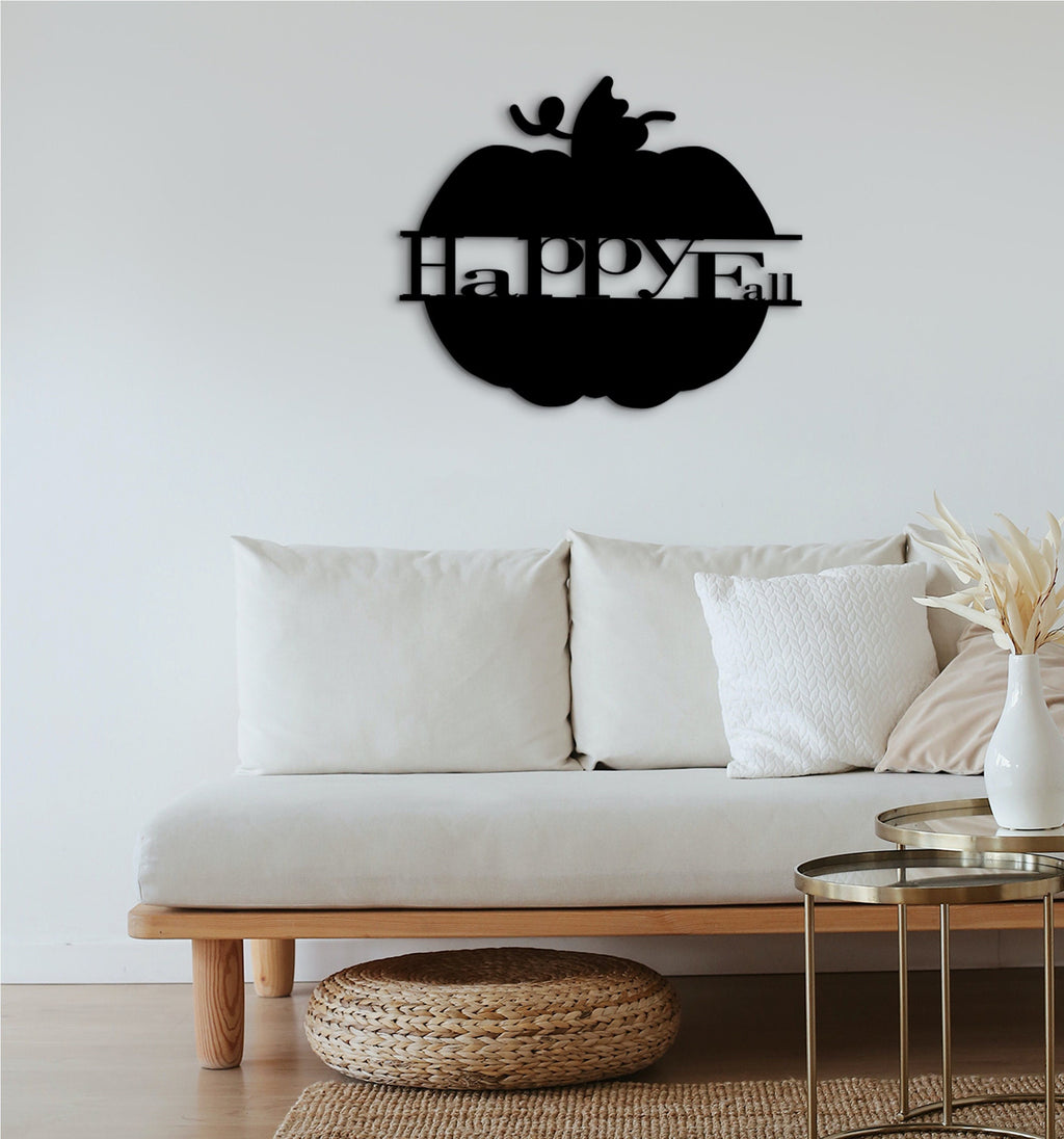 Happy Fall Pumpkin Wood Cutout - Halloween Door Hanger