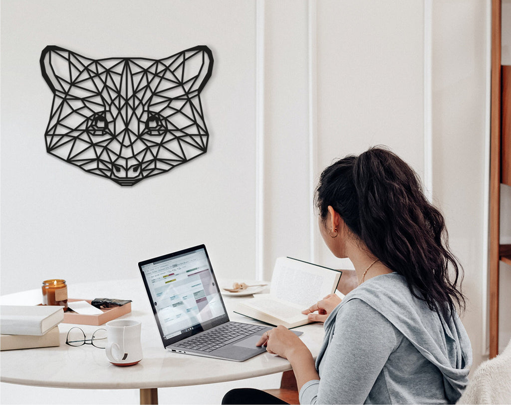 Geometric Raccoon Wall Art: Laser Cut Wood Decor