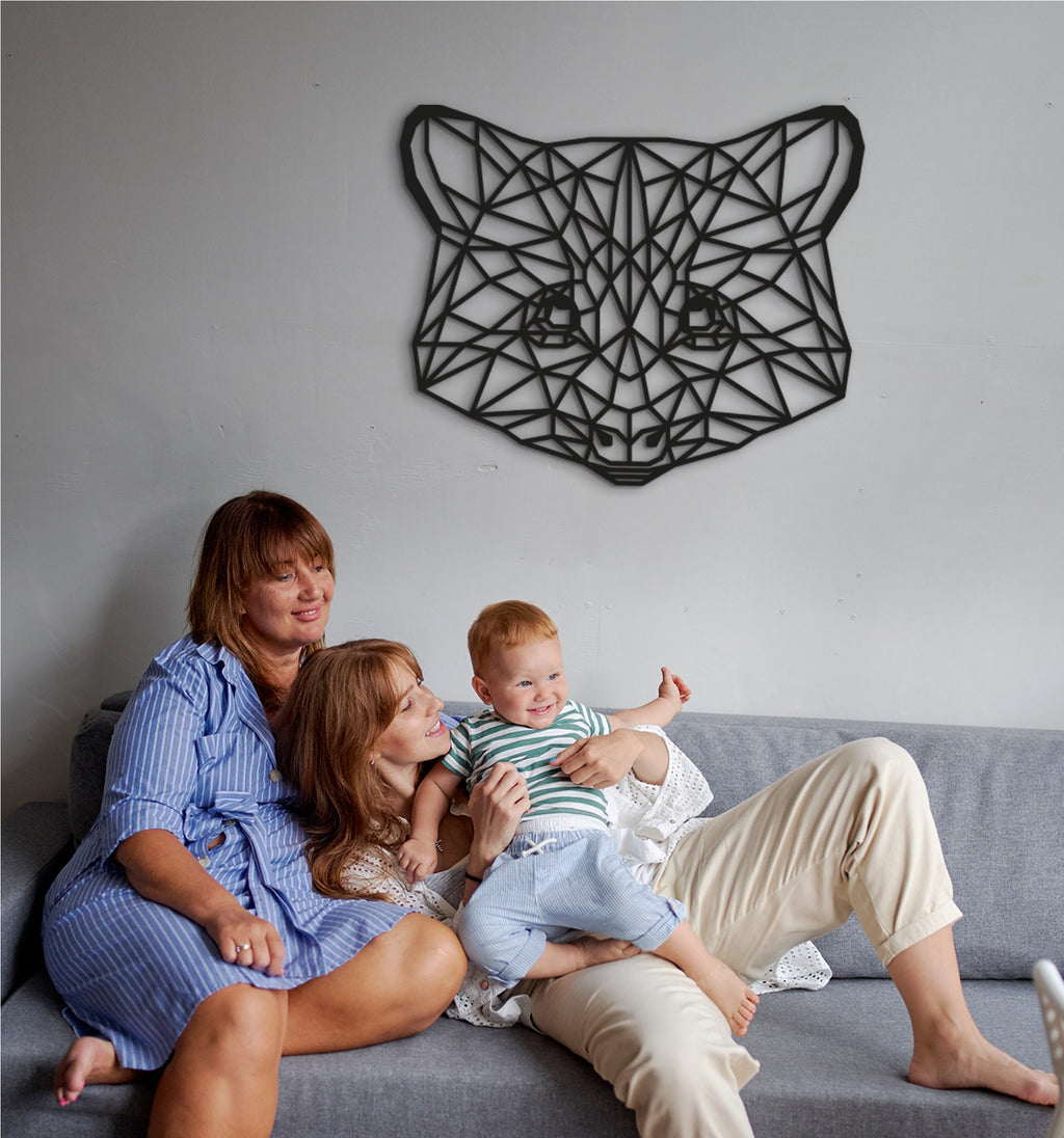 Geometric Raccoon Wall Art: Laser Cut Wood Decor