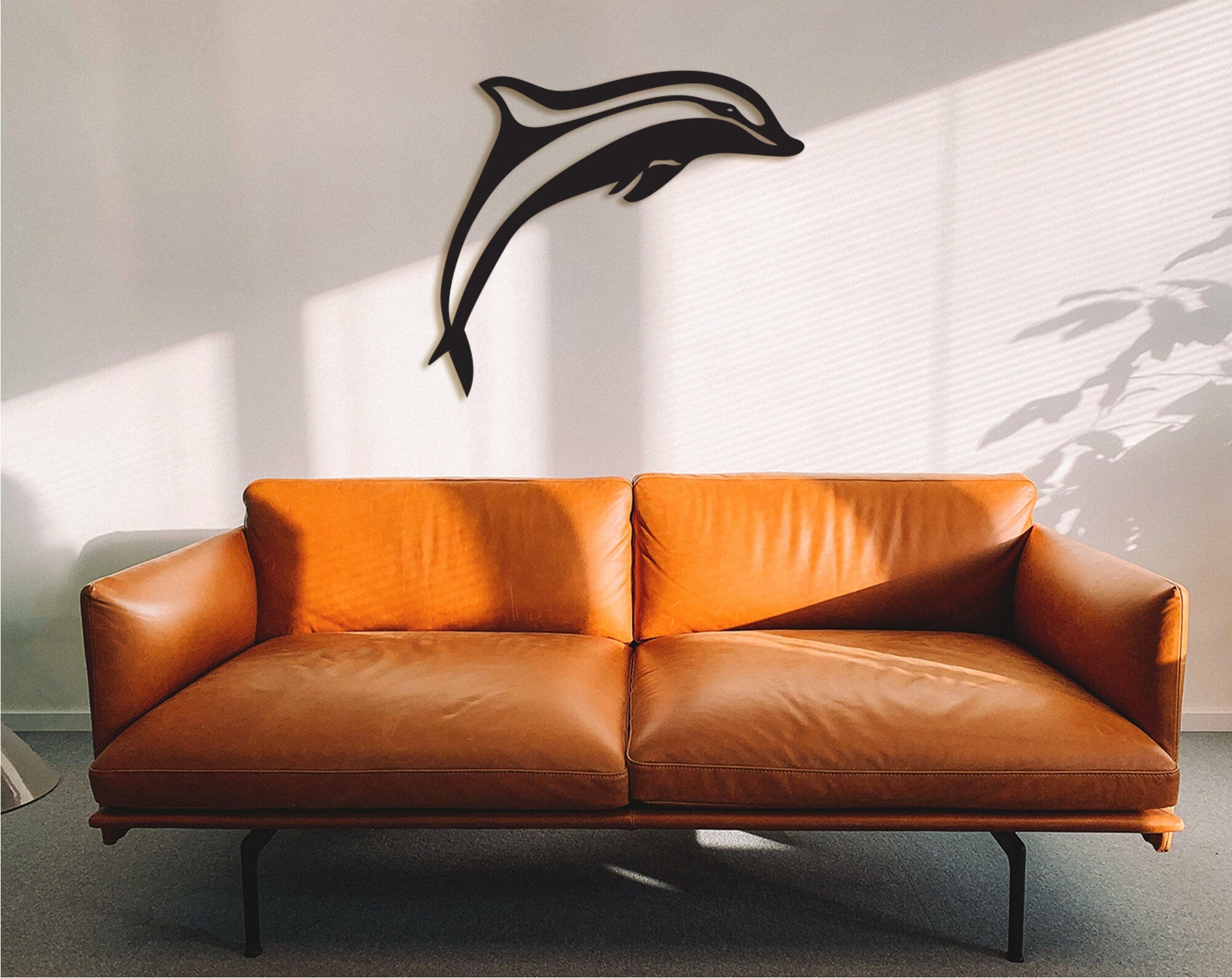 Geometric Dolphin Wood Wall Art: 3D Shadow Decor