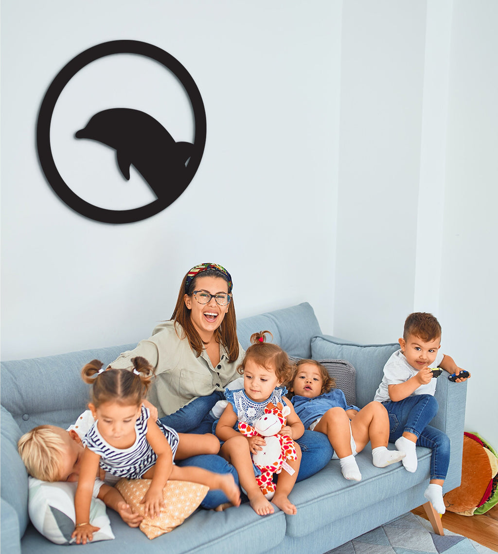 Geometric Dolphin Wood Wall Art: 3D Shadow Decor