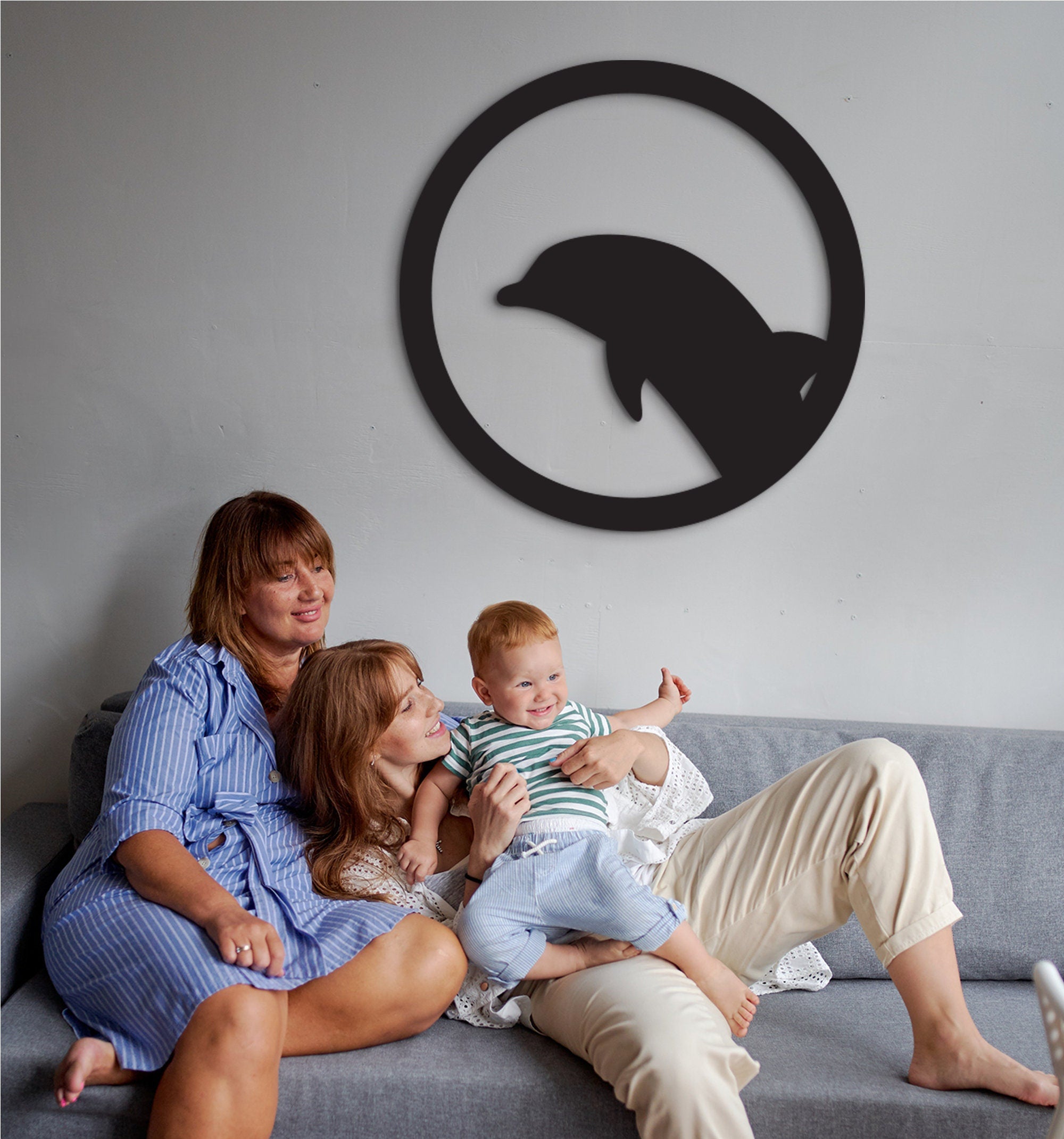 Geometric Dolphin Wood Wall Art: 3D Shadow Decor
