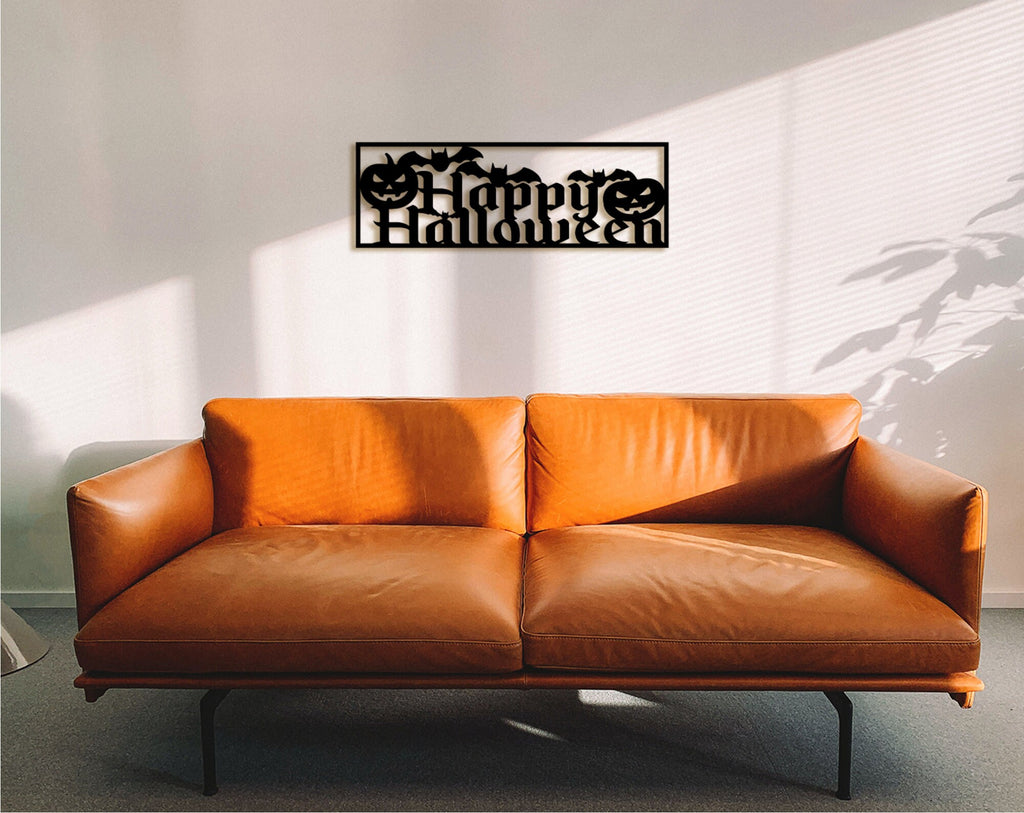 Halloween Wood Wall Decor: Pumpkin & Bats, Spooky Home Sign