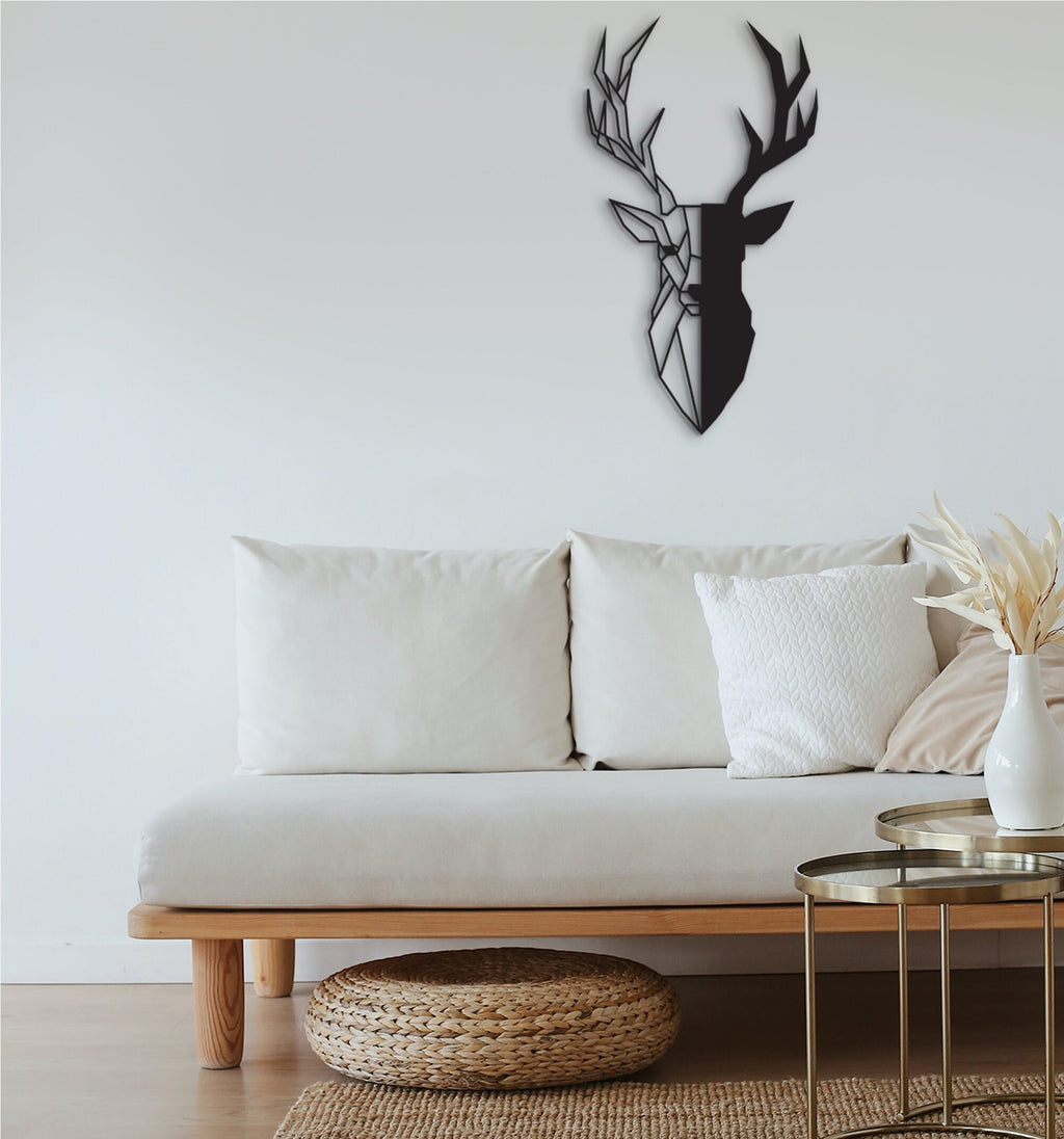 Geometric Deer Wood Wall Art: Laser Cut Home Decor