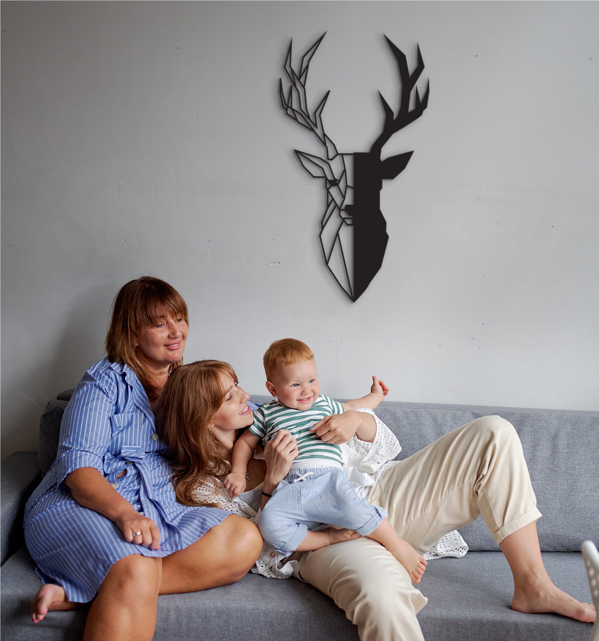 Geometric Deer Wood Wall Art: Laser Cut Home Decor