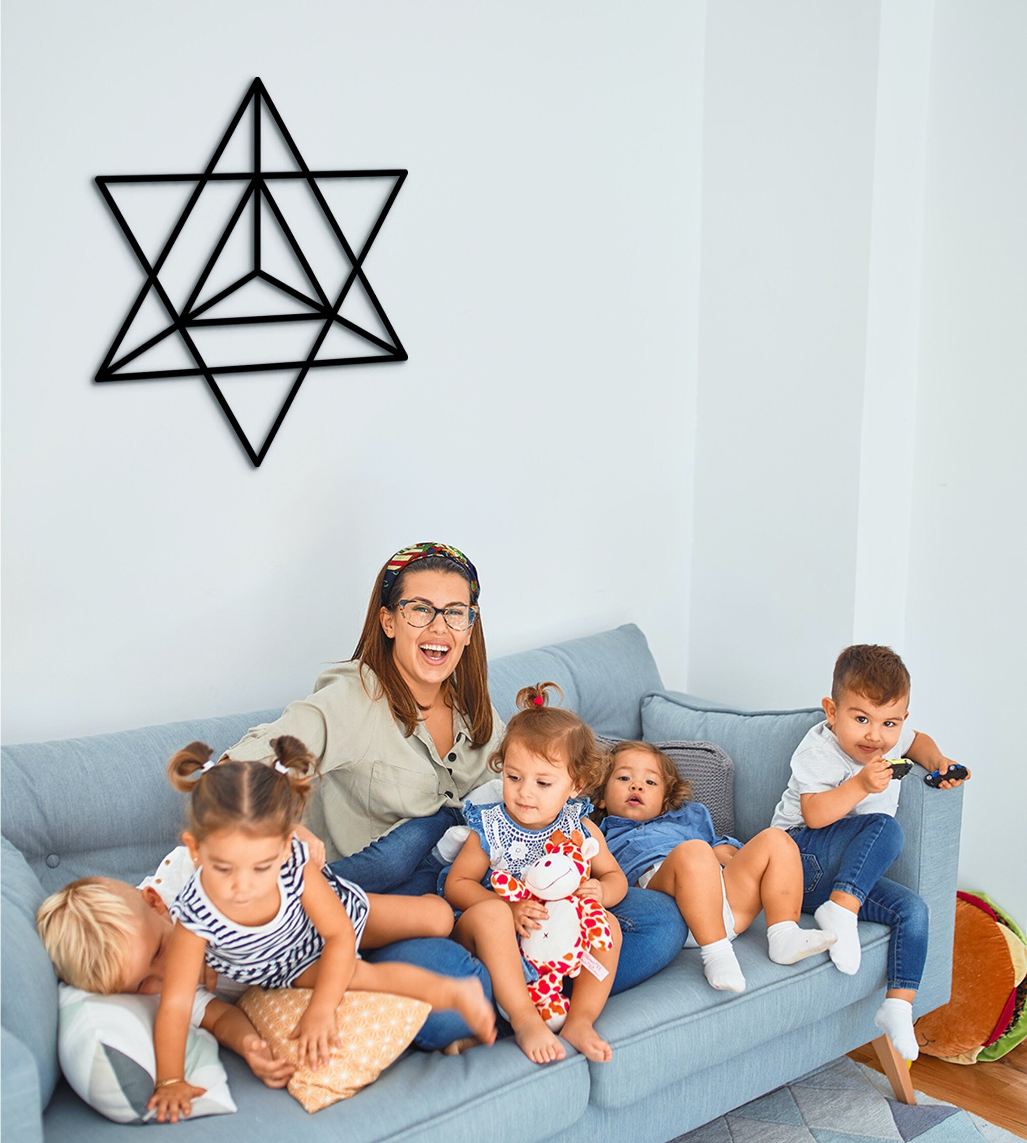 Sacred Geometry Star Tetrahedron Wood Wall Art: Merkaba Decor