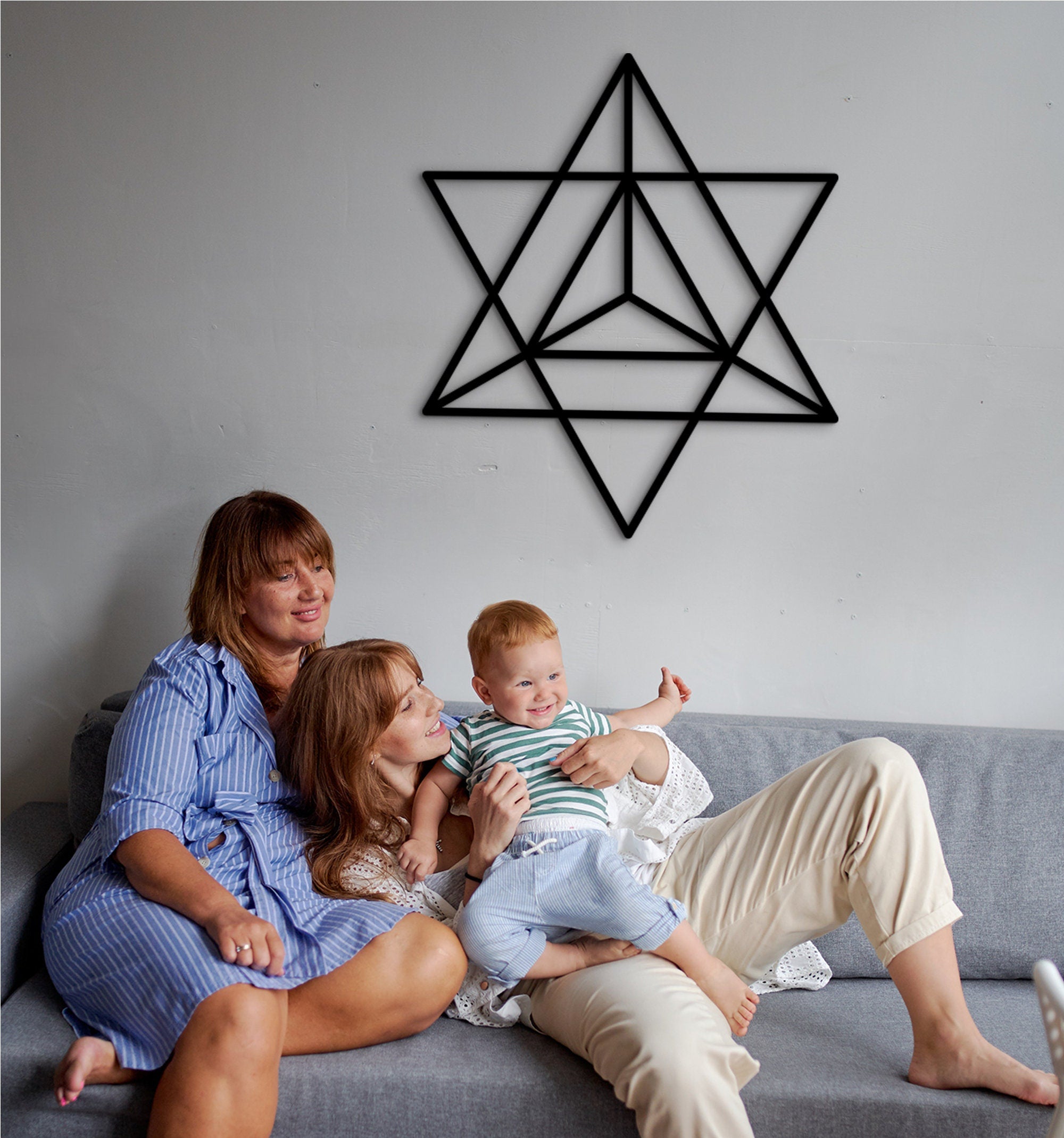 Sacred Geometry Star Tetrahedron Wood Wall Art: Merkaba Decor