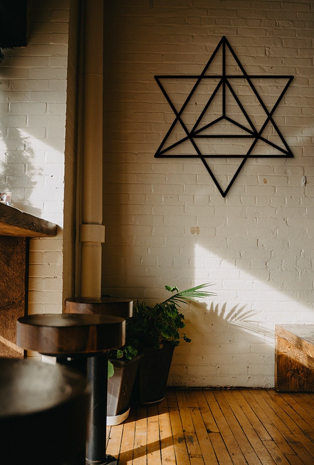 Sacred Geometry Star Tetrahedron Wood Wall Art: Merkaba Decor