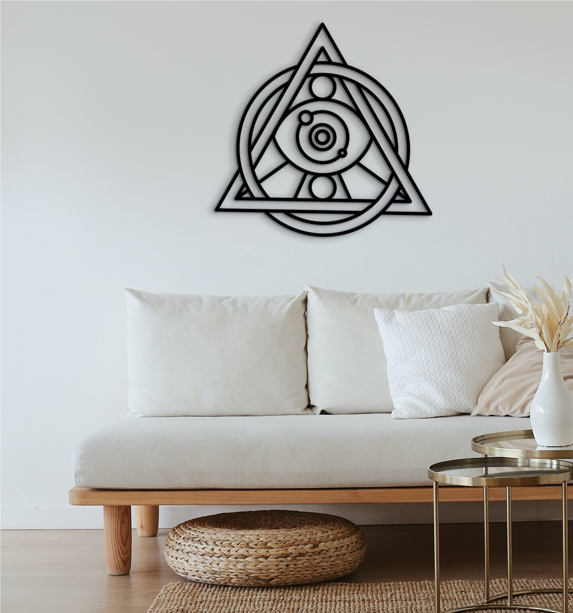 Cosmic Merkaba Star Wood Art: Geometric Wall Decor