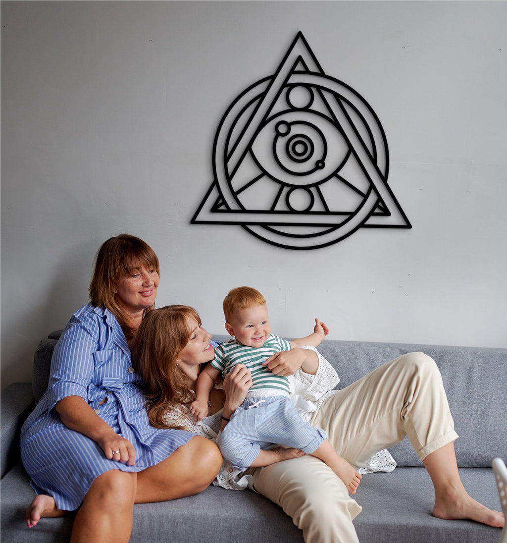 Cosmic Merkaba Star Wood Art: Geometric Wall Decor