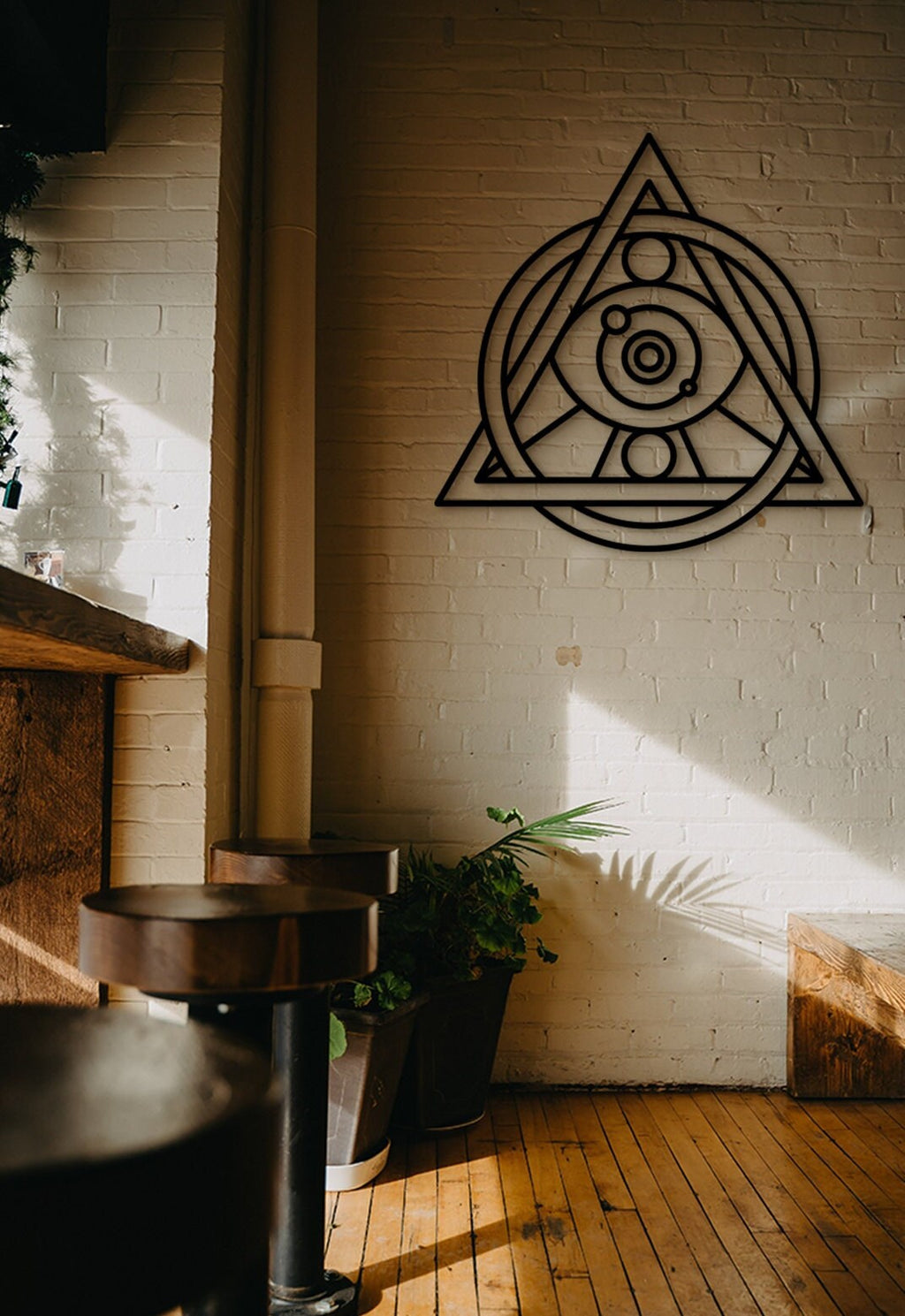 Cosmic Merkaba Star Wood Art: Geometric Wall Decor