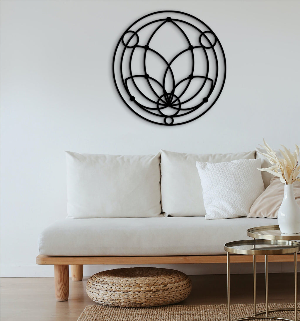 Metatron's Cube Wood Art: Geometric Wall Decor