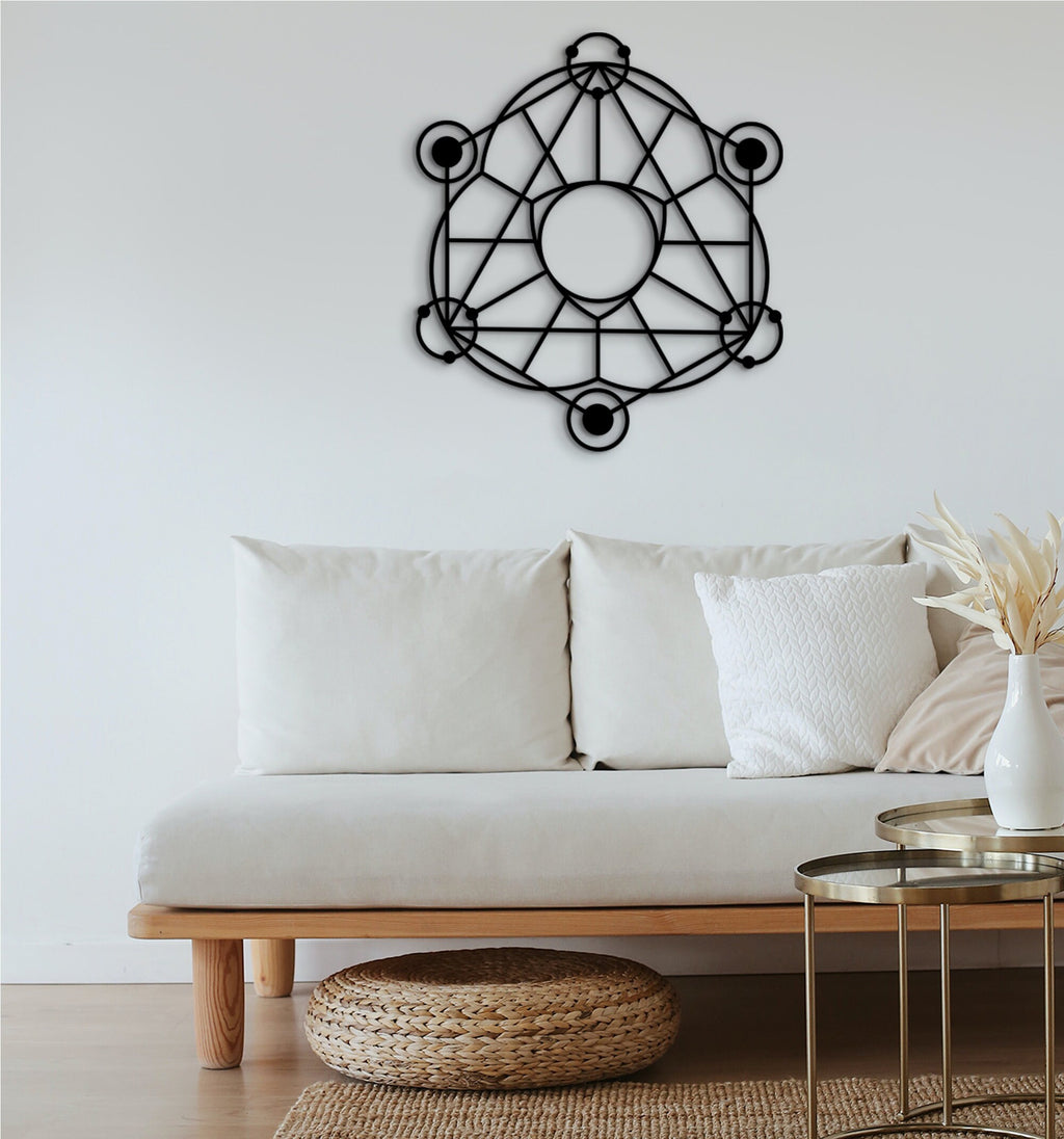 Geometric Wooden Wall Art, Buddhist Decor, Housewarming Gift