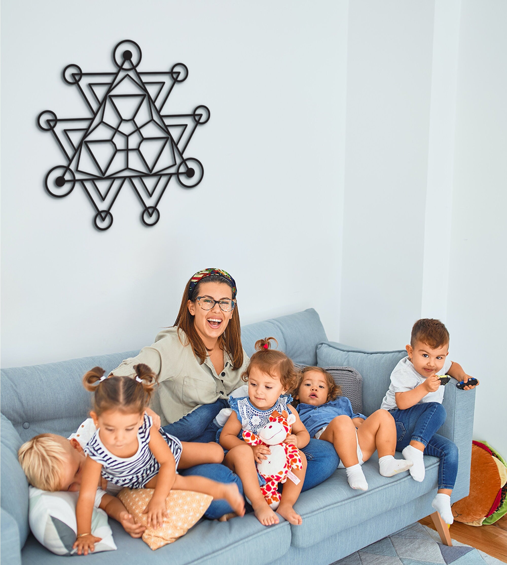 Tetrahedron Wall Art: Sacred Geometry Wood Wall Hanging