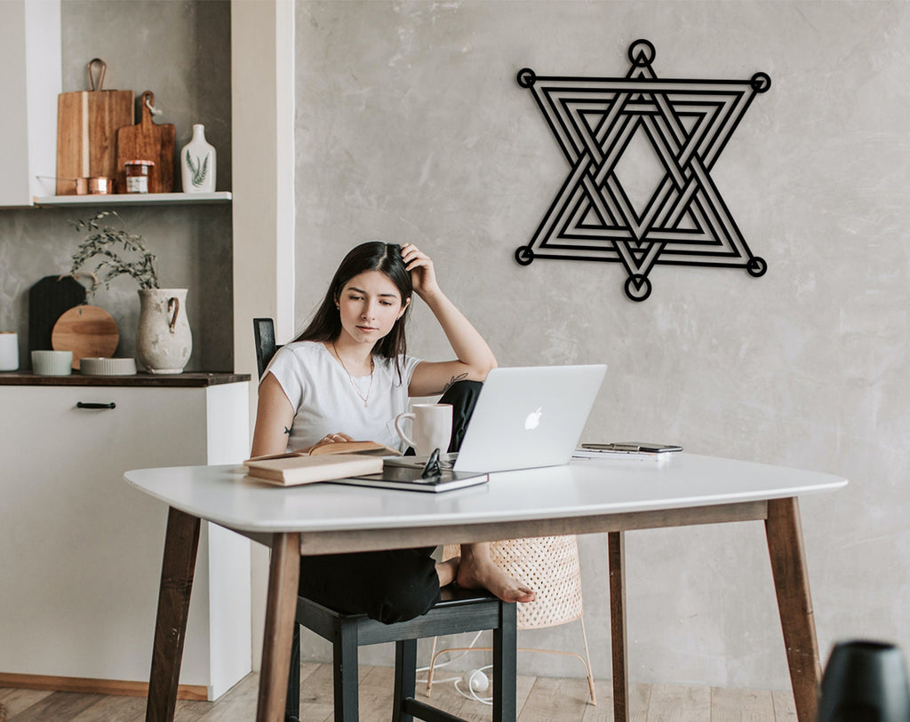 Wooden Star of David Wall Art: Hexagram Decor