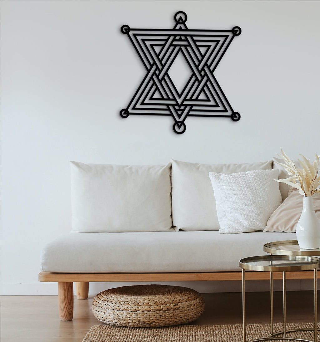 Wooden Star of David Wall Art: Hexagram Decor