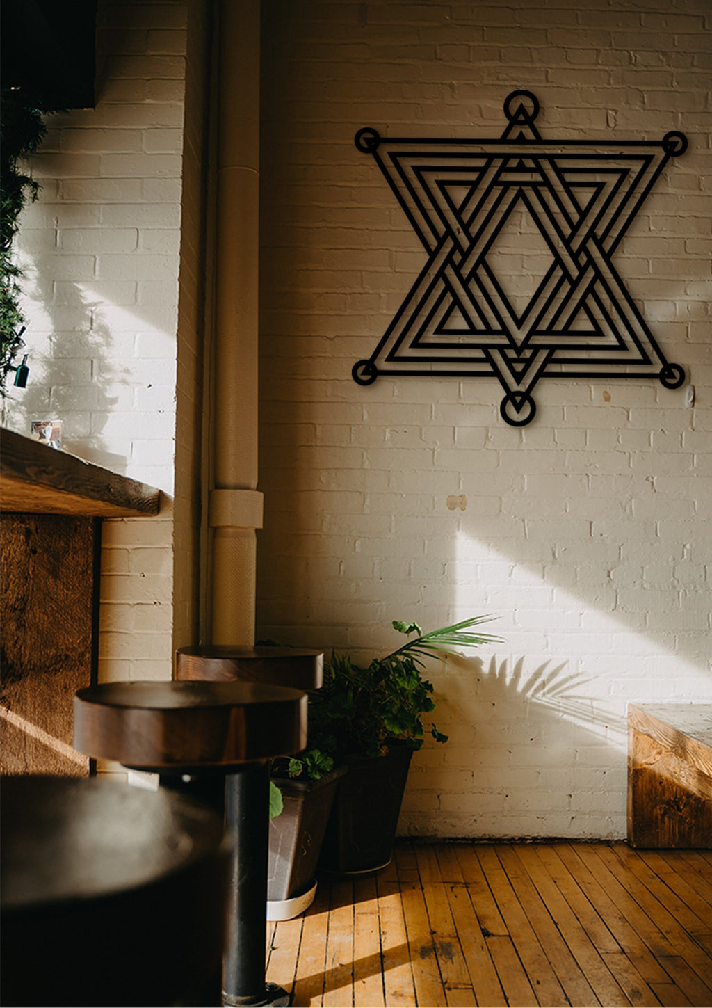 Wooden Star of David Wall Art: Hexagram Decor