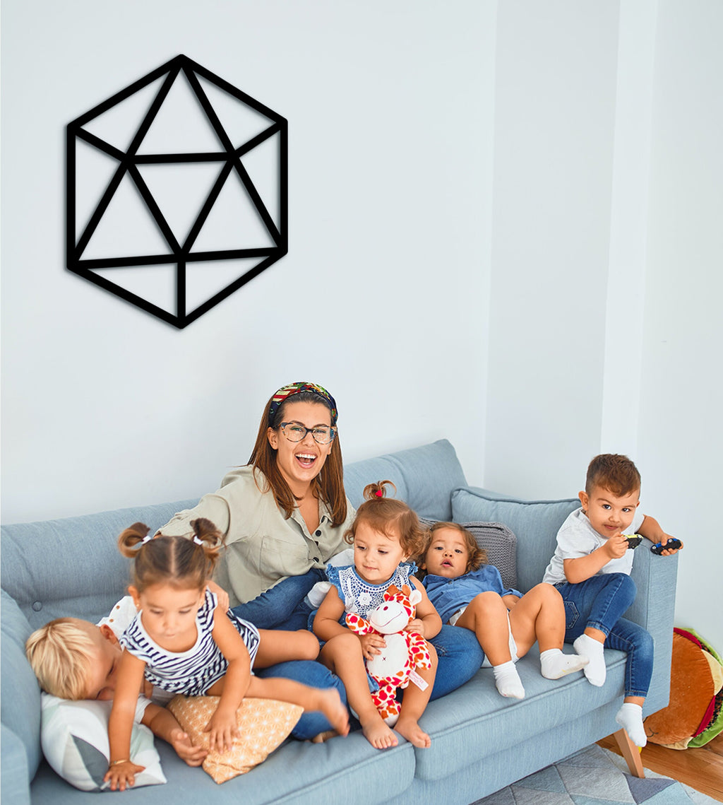 D20 Icosahedron Wall Decor: Sacred Geometry Dungeons & Dragons Art