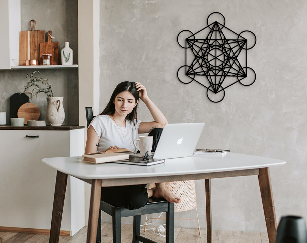 Metatron's Cube Wall Art: Sacred Geometry Mandala Decor