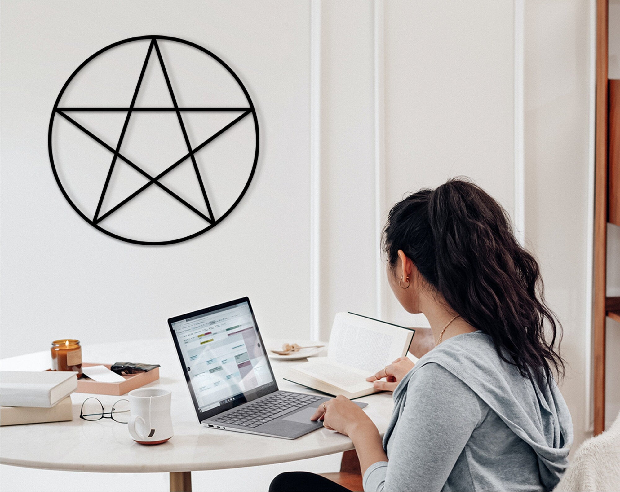 Pentagram Wall Decor: Sacred Geometry Wood Art