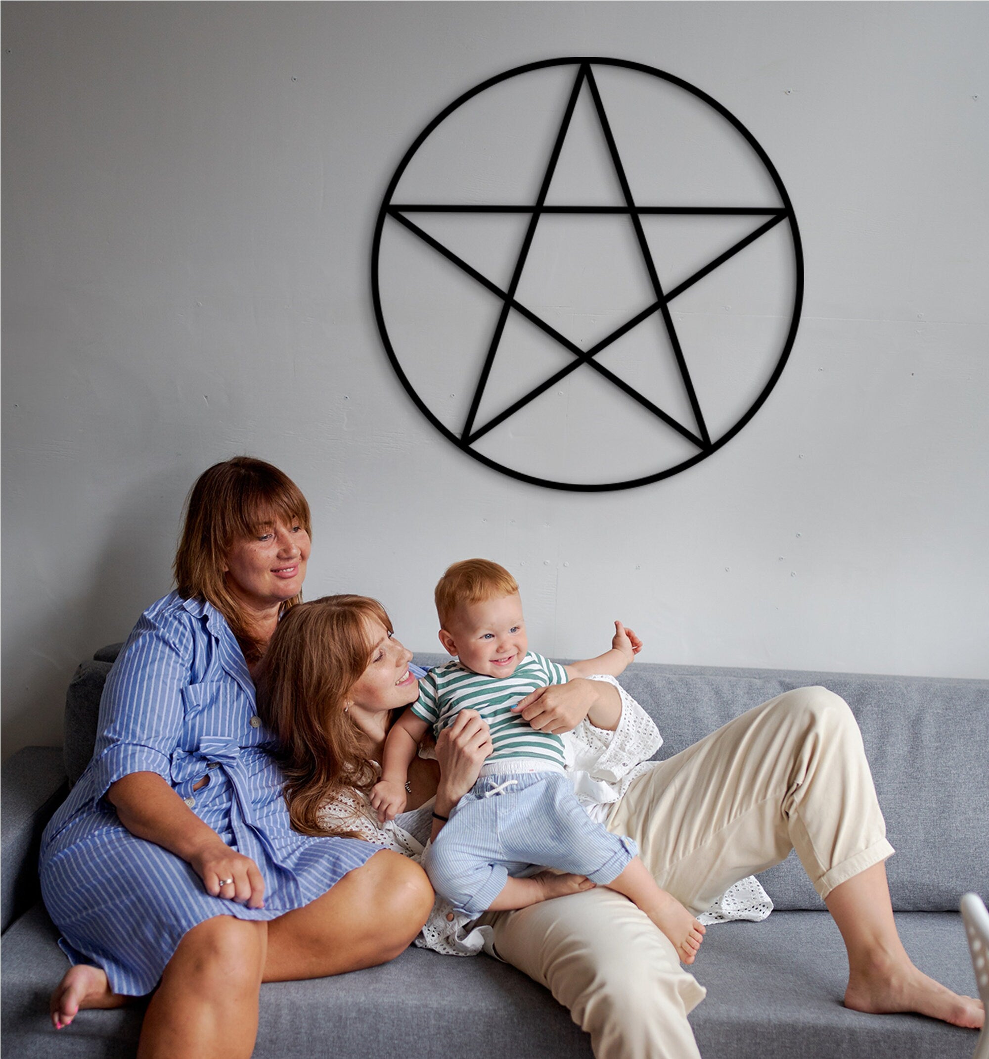 Pentagram Wall Decor: Sacred Geometry Wood Art