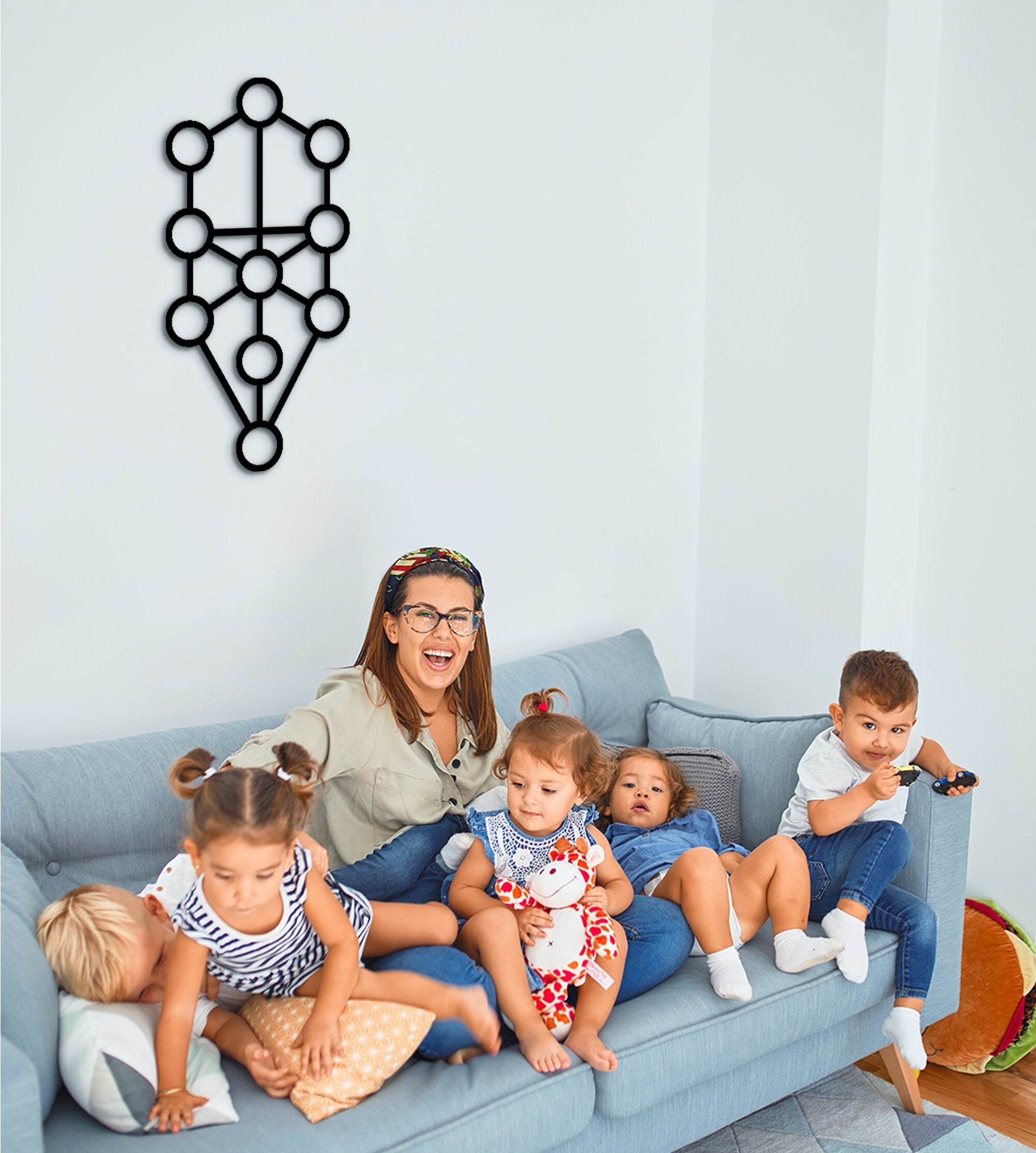 Wooden Kabbalah Tree of Life Wall Art: Esoteric Sign Decor