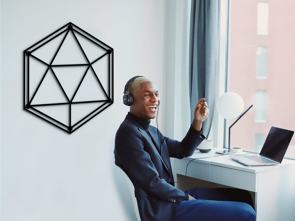 D20 Icosahedron Wall Decor: Sacred Geometry Gamer Gift