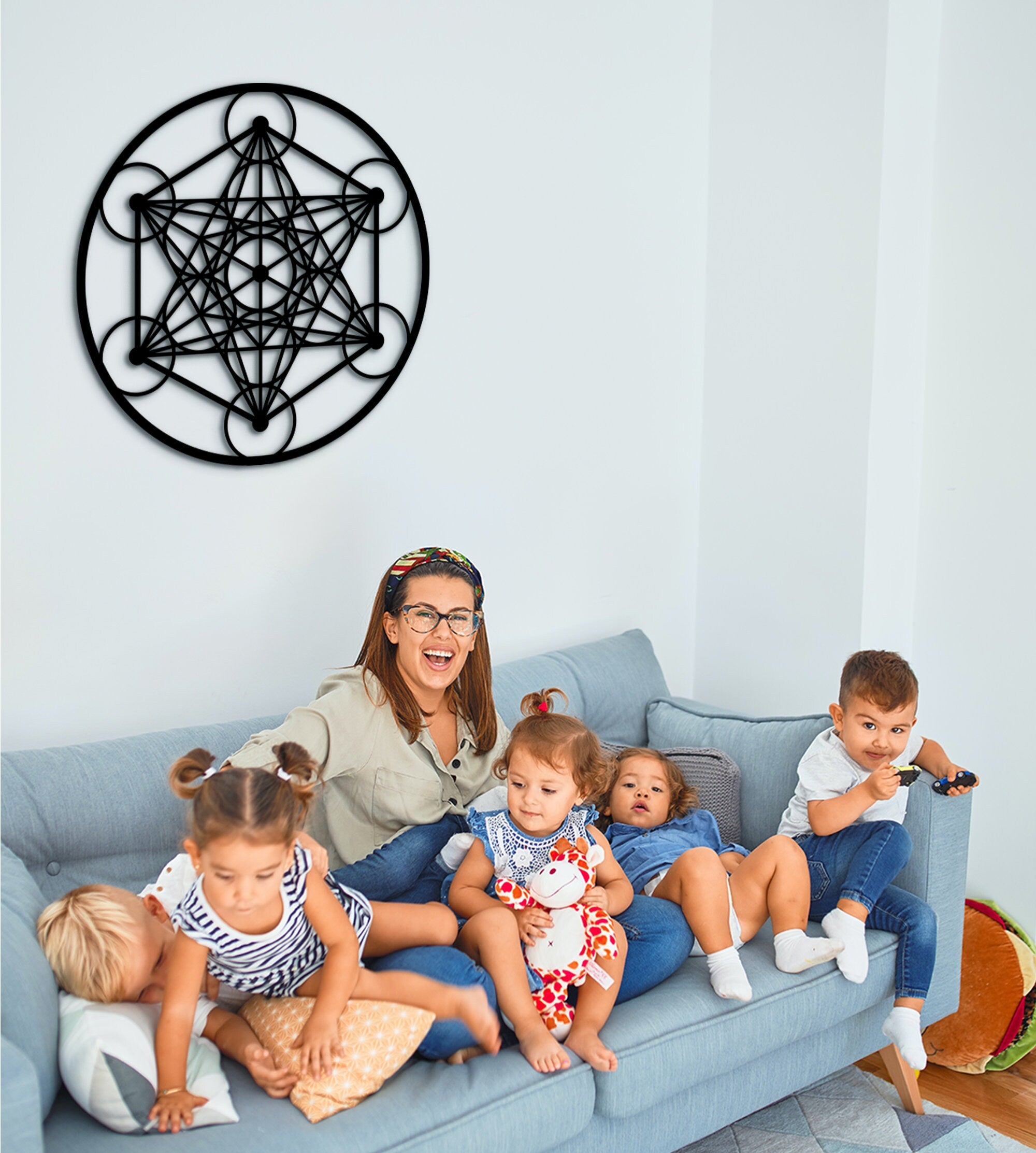 Metatron's Cube Wood Wall Art: Sacred Geometry Mandala Decor