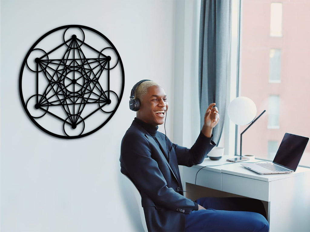 Metatron's Cube Wood Wall Art: Sacred Geometry Mandala Decor