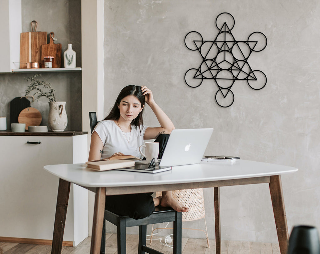 Wood Star Tetrahedron Wall Decor: Sacred Geometry Art