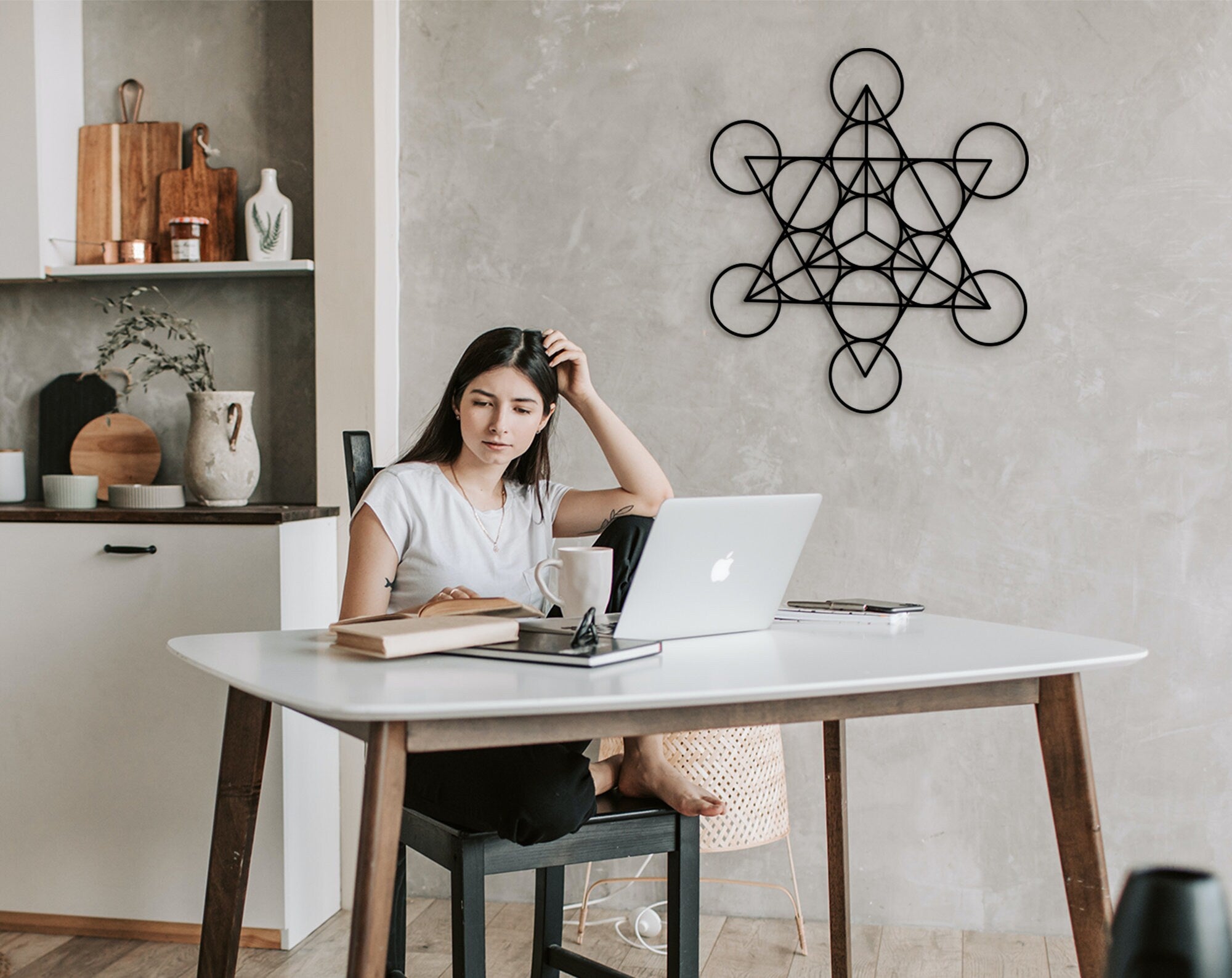 Wood Star Tetrahedron Wall Decor: Sacred Geometry Art