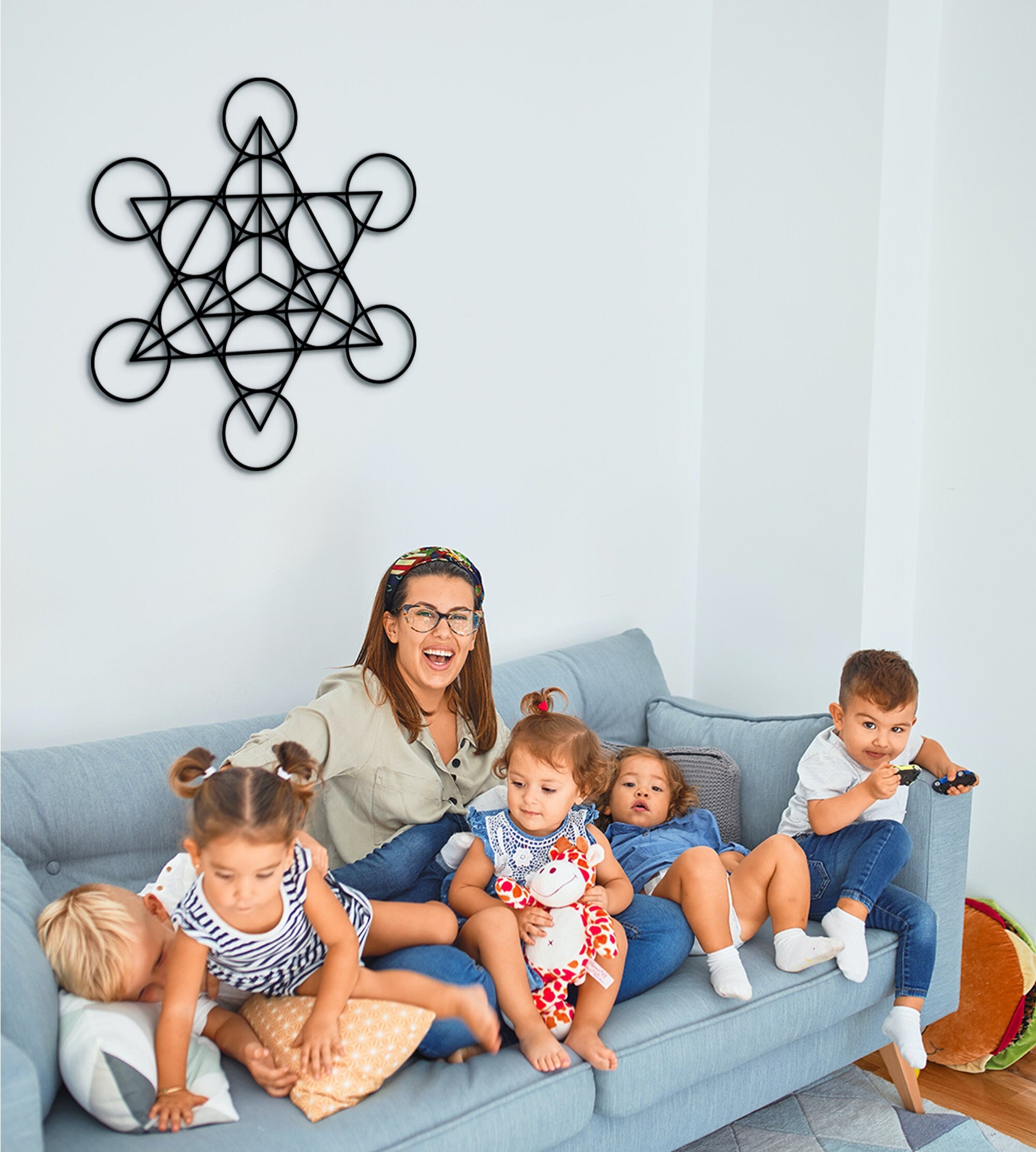 Wood Star Tetrahedron Wall Decor: Sacred Geometry Art
