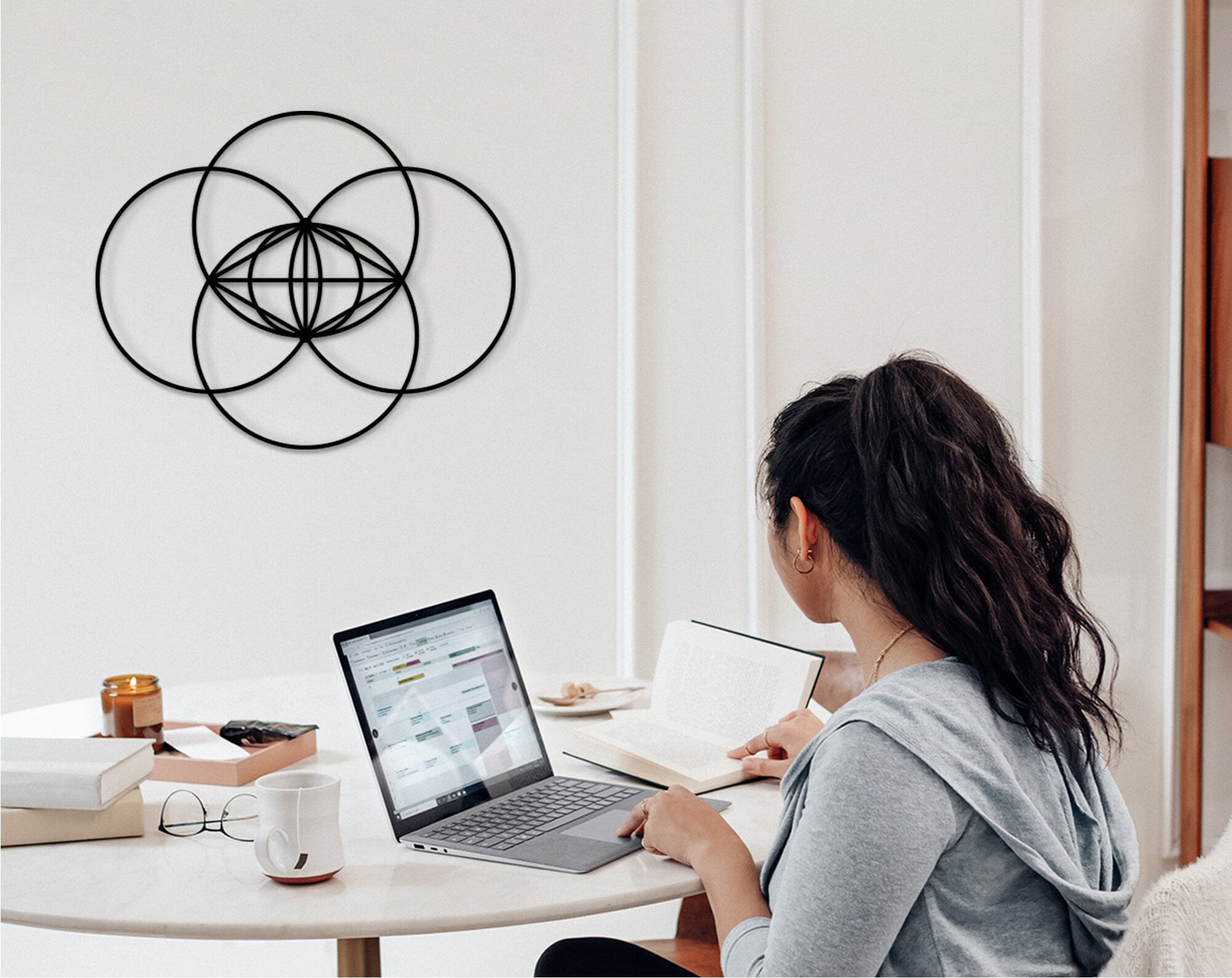 Vesica Piscis Wood Wall Art: Sacred Geometry Decor
