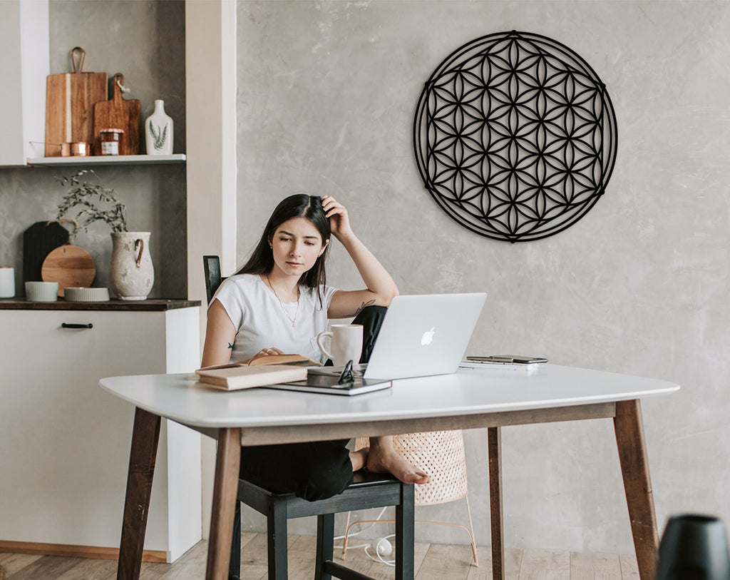 Flower of Life Wood Wall Art: Sacred Geometry Decor