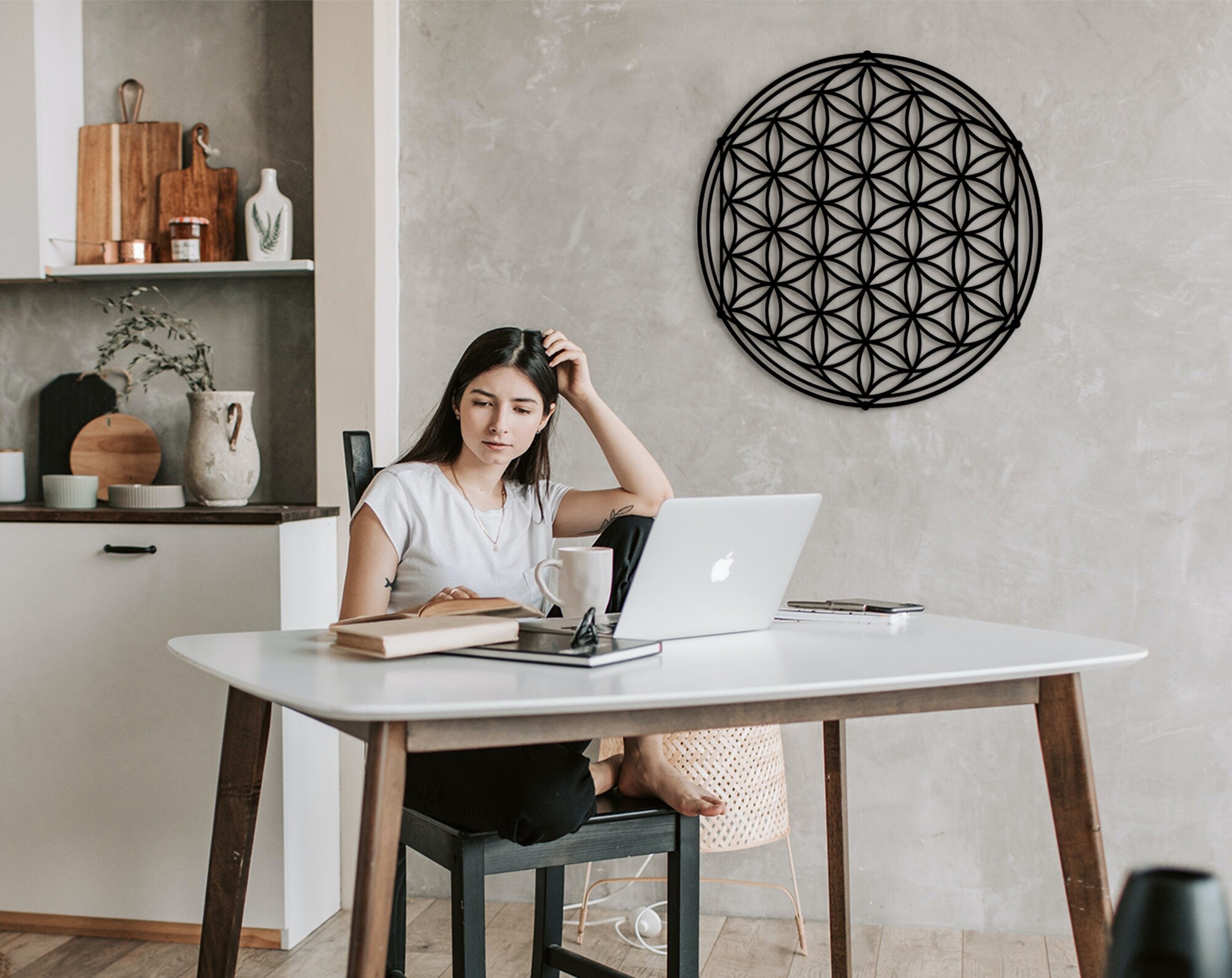 Flower of Life Wood Wall Art: Sacred Geometry Decor
