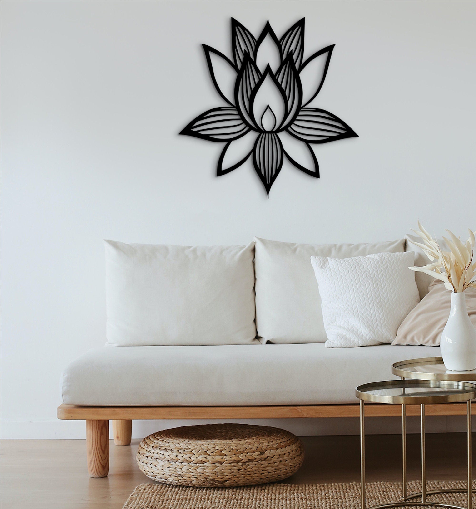 Lotus Flower Wooden Mandala: Boho Wall Art Decor