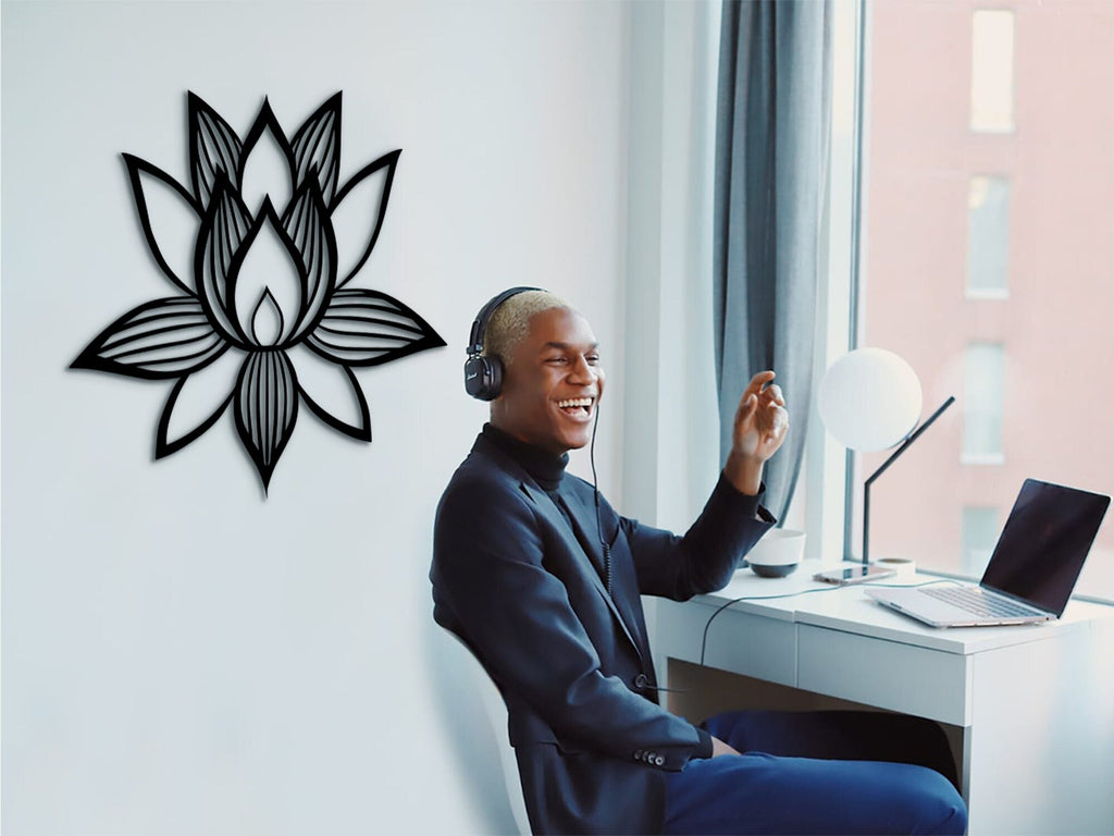 Lotus Flower Wooden Mandala: Boho Wall Art Decor